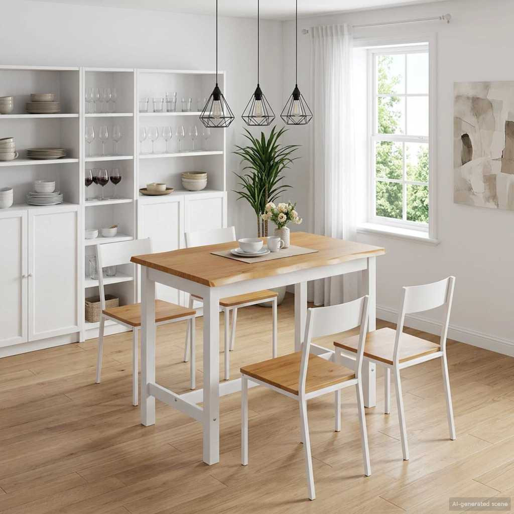 VidaXL Hohe Bar-Tisch EKAI Weiß 112 x 70 x 91 cm Massives Kiefernholz