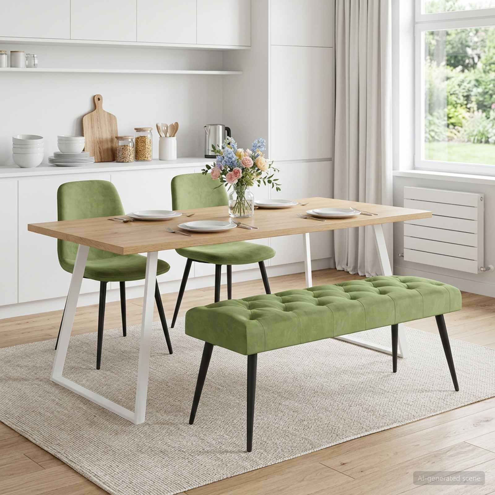 vidaXL Bank mit Knopfheftung Hellgrün 110 x 40 x 46 cm Samt