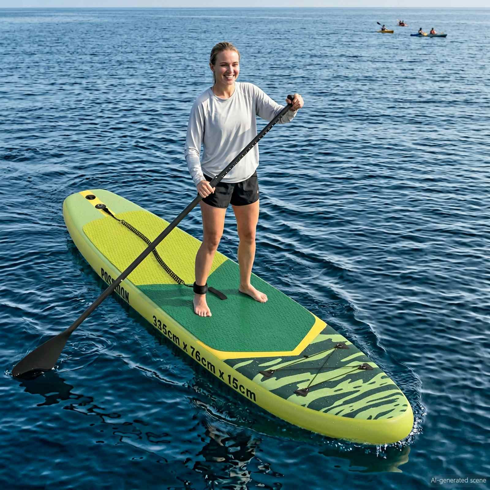 vidaXL 2 in 1 Kajak & SUP Paddle 203 x 19,5 cm Schwarz