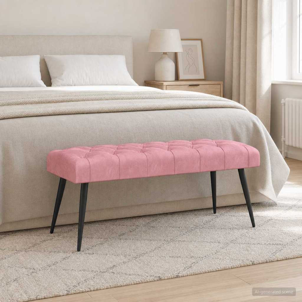 vidaXL Bank mit Knopfheftung Rosa 110 x 40 x 46 cm Samt