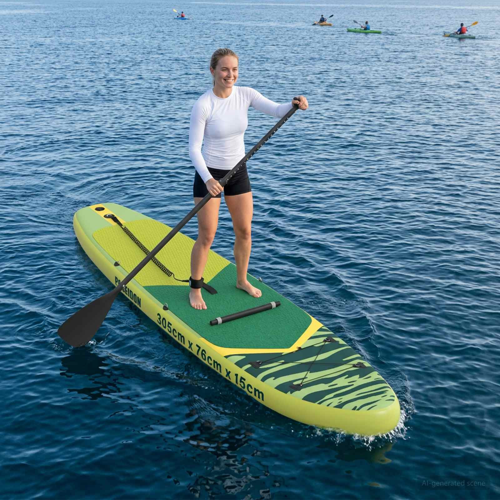vidaXL 2 in 1 Kajak & SUP Paddle 203 x 19,5 cm Schwarz