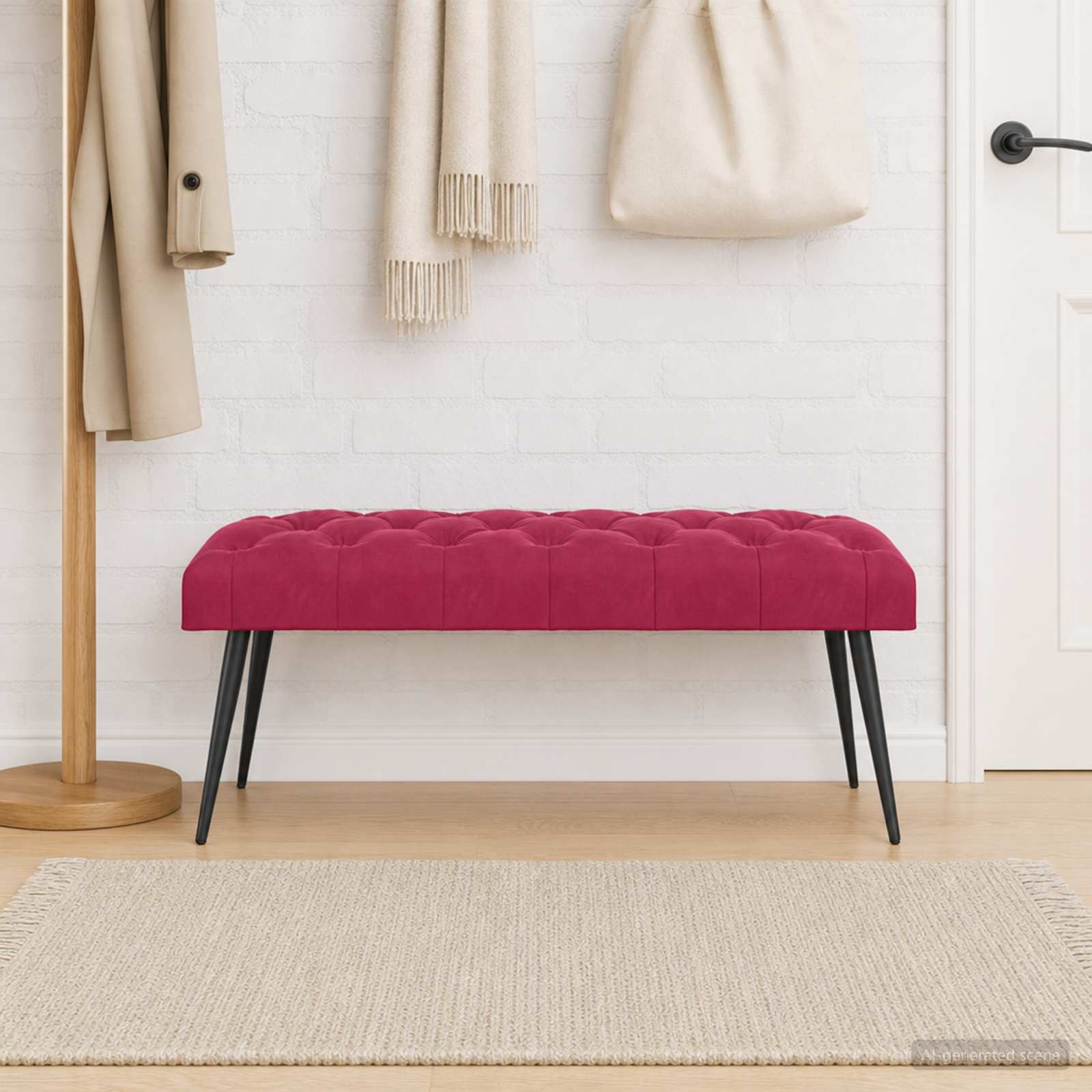 vidaXL Bank mit Knopfheftung Weinrot 110 x 40 x 46 cm Samt