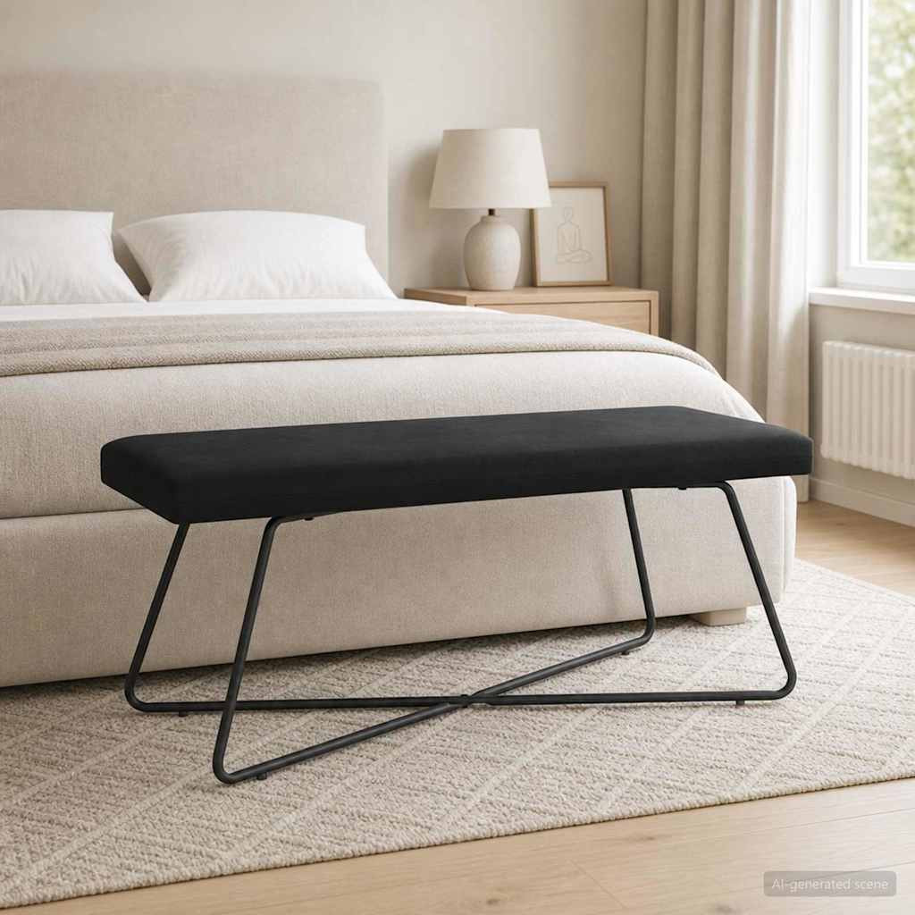 vidaXL Bank Schwarz 110 x 40 x 45 cm Samt