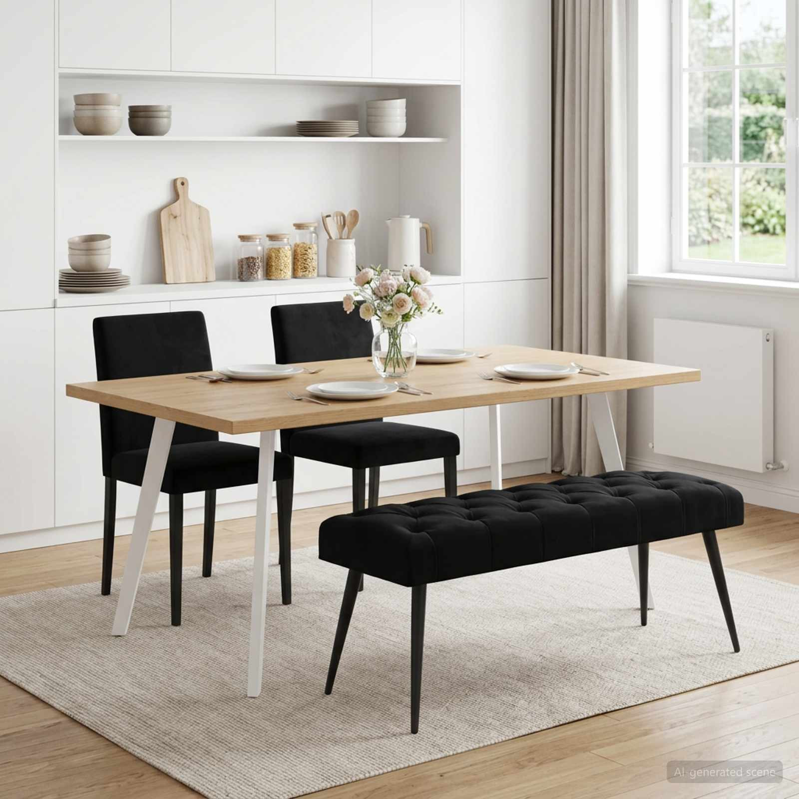 vidaXL Bank mit Knopfheftung Schwarz 110 x 40 x 46 cm Samt