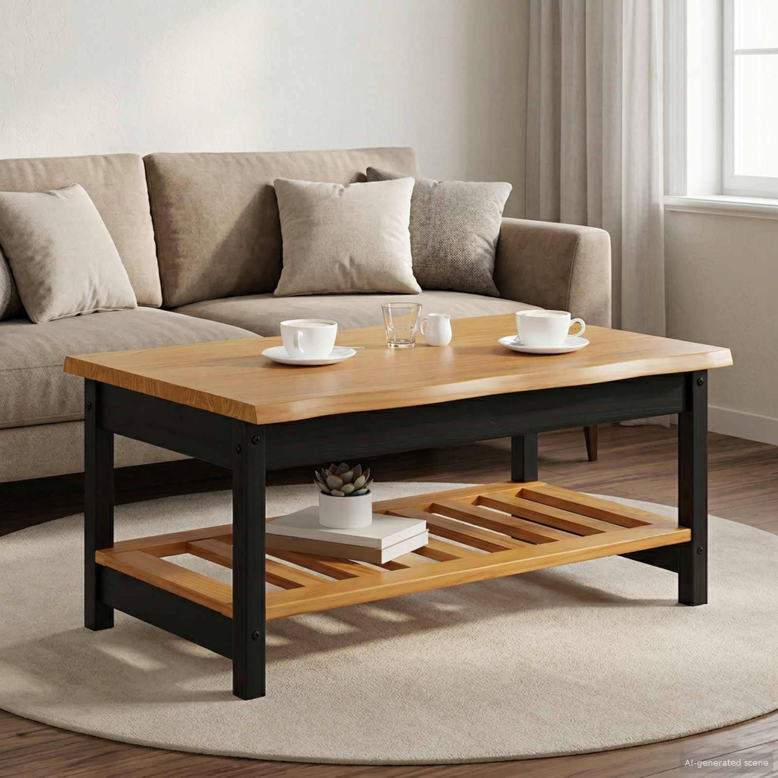 VidaXL Couchtisch EKAI Schwarz 100 x 60 x 45,5 cm Massives Kiefernholz