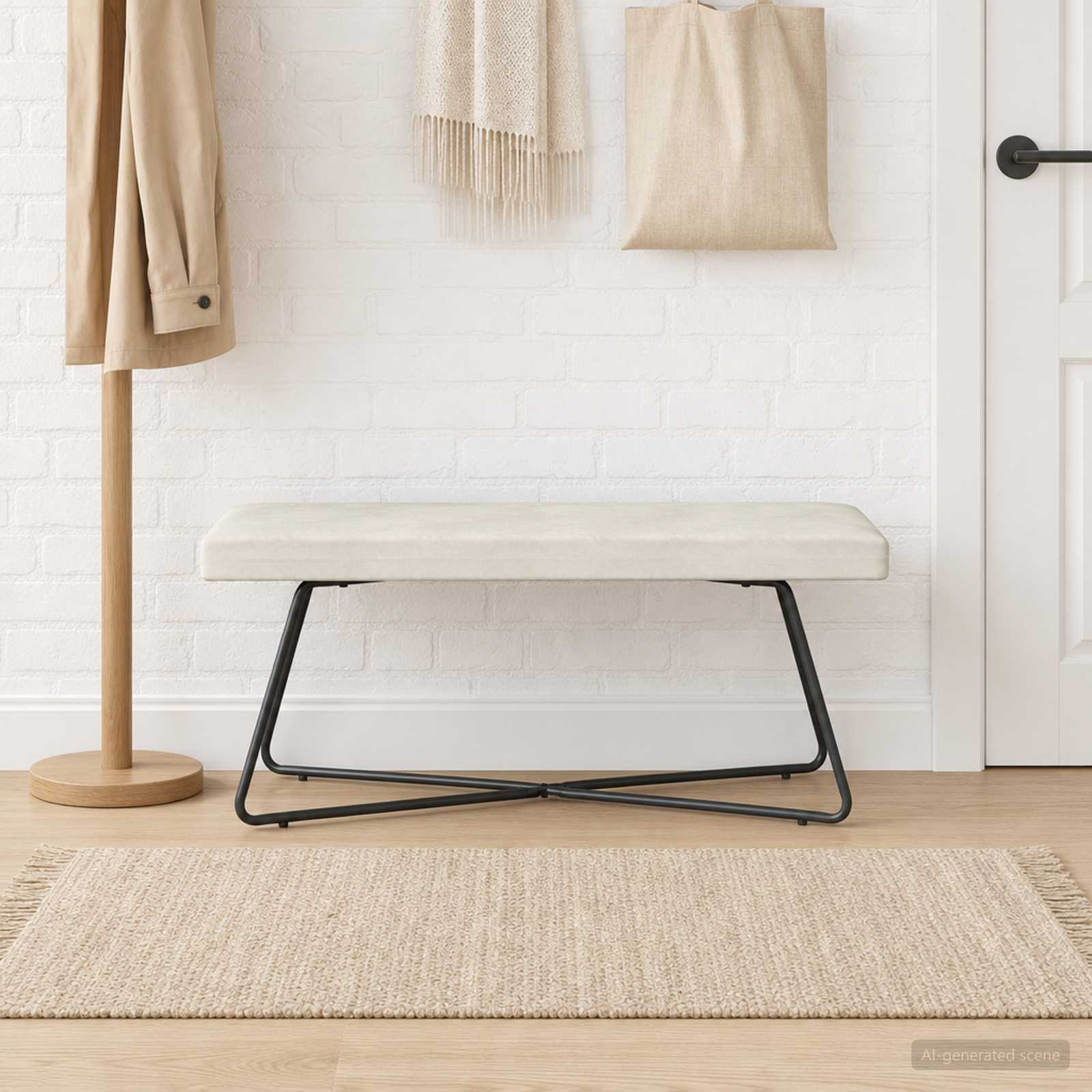 vidaXL Bank Creme 110 x 40 x 45 cm Samt