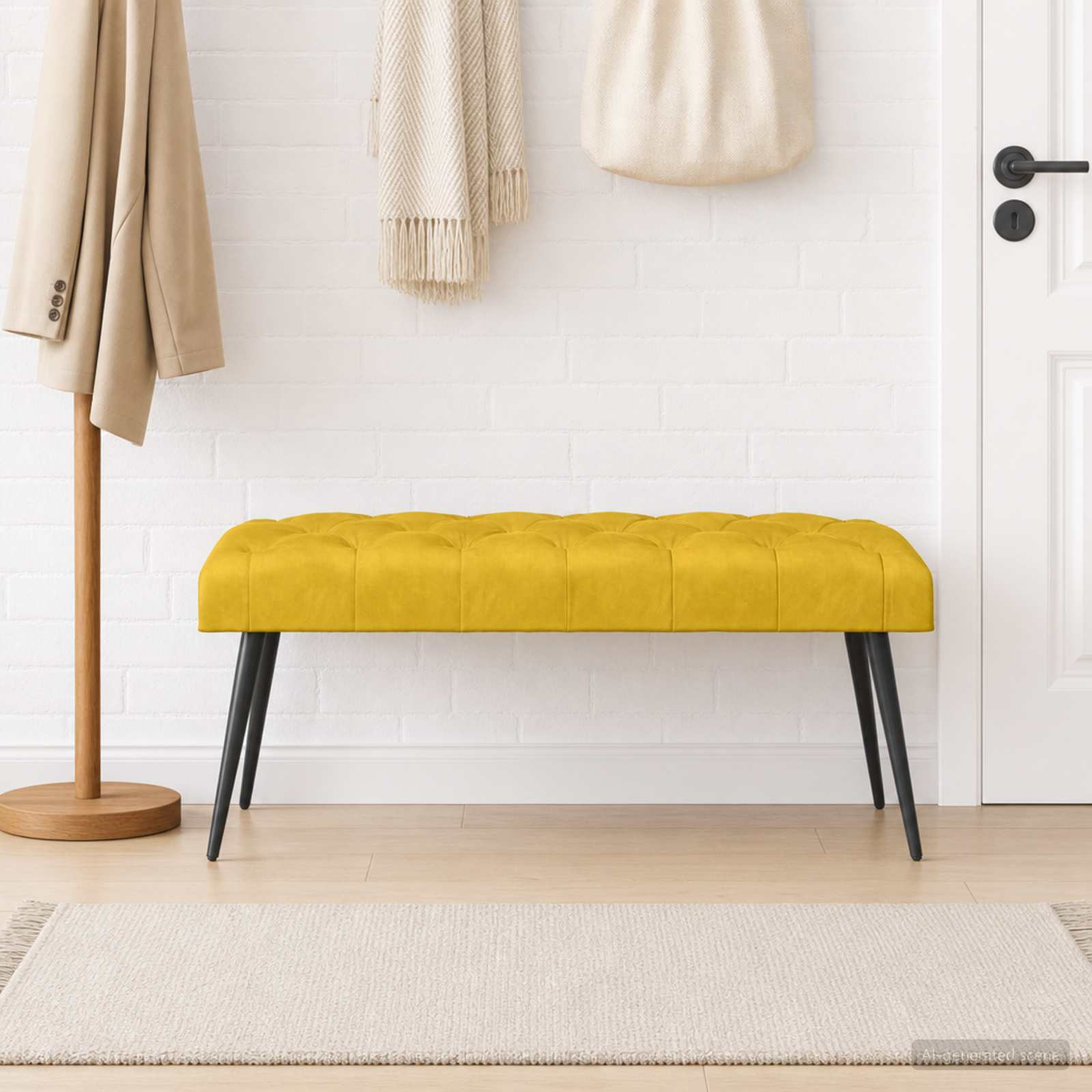 vidaXL Bank mit Knopfheftung Gelb 110 x 40 x 46 cm Samt