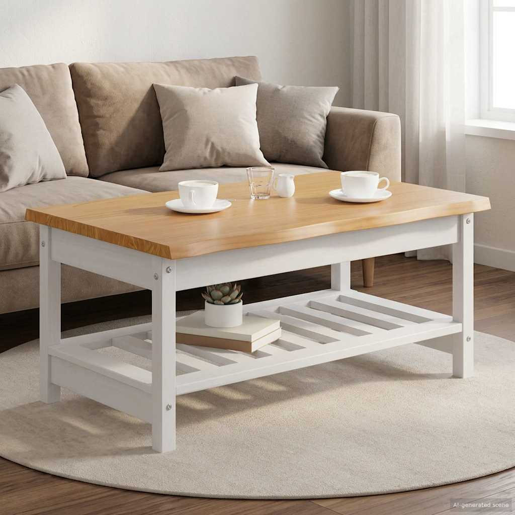 VidaXL Couchtisch EKAI Weiß 100 x 60 x 45,5 cm Massives Kiefernholz