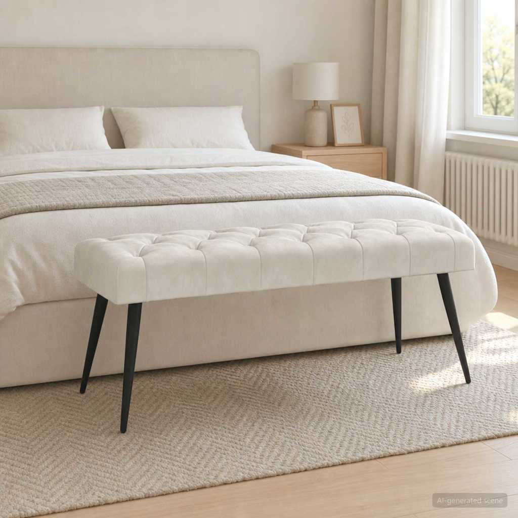vidaXL Bank mit Knopfheftung Creme 110 x 40 x 46 cm Samt