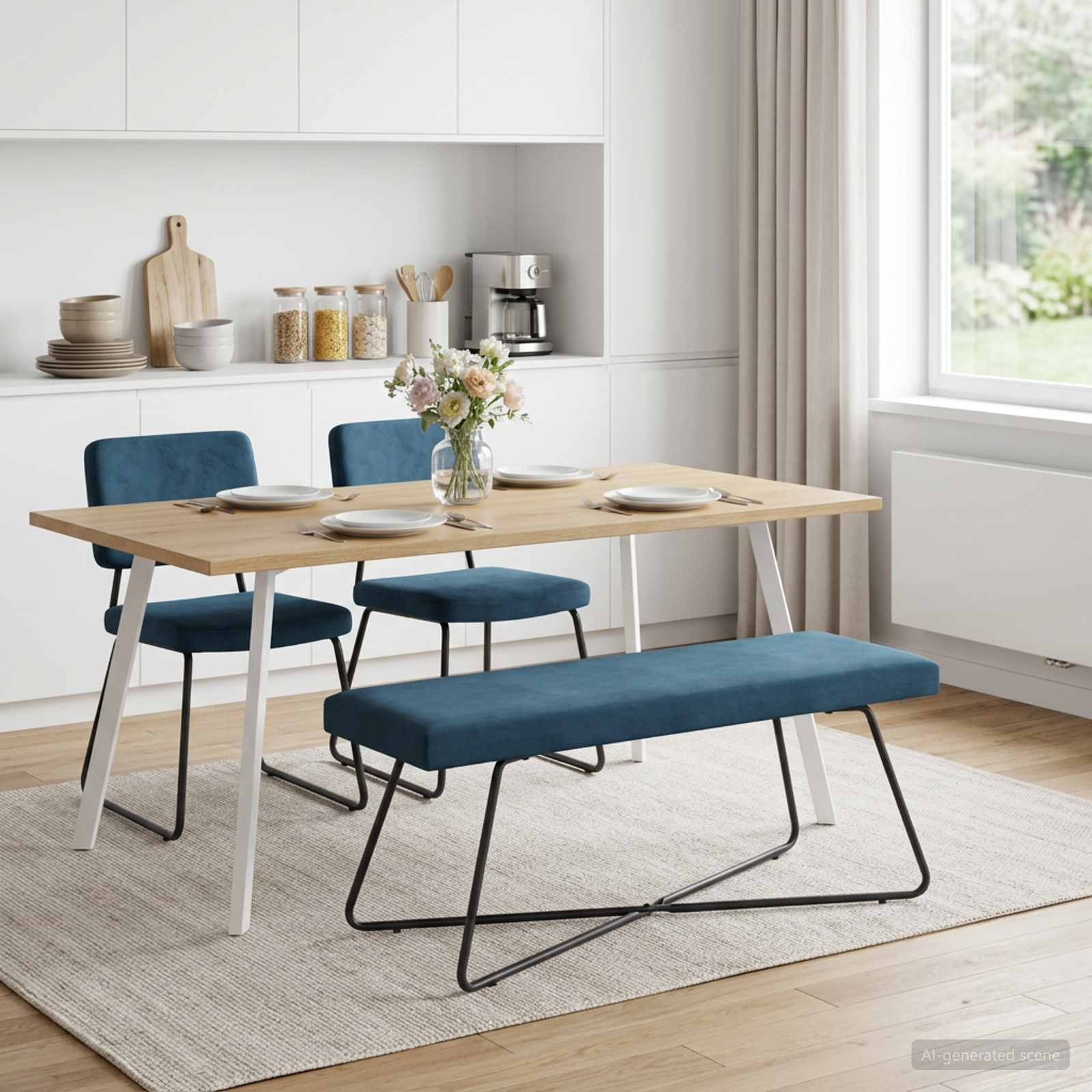 vidaXL Bank Blau 110 x 40 x 45 cm Samt
