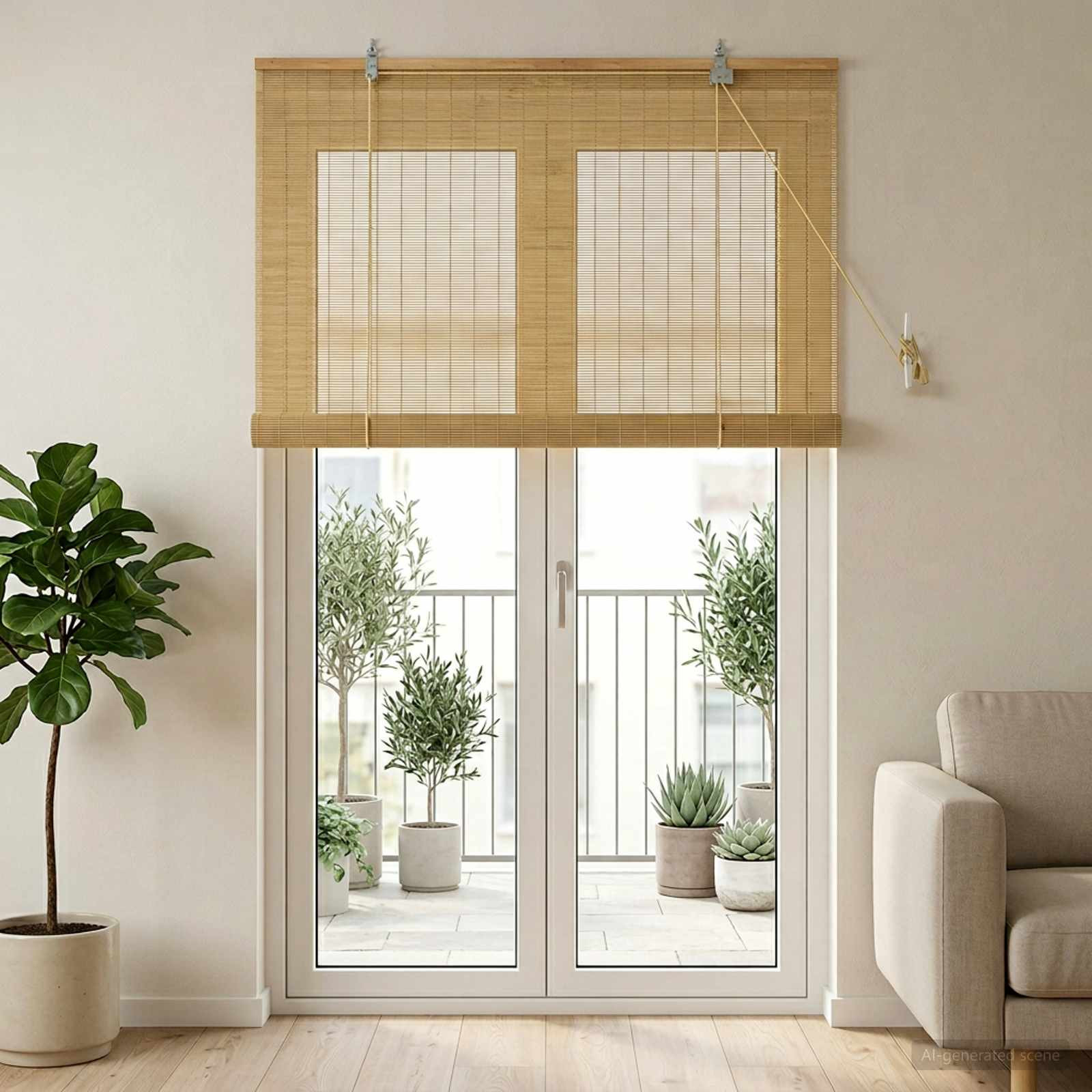 vidaXL Rollo Natur 90 x 220 cm Bambus