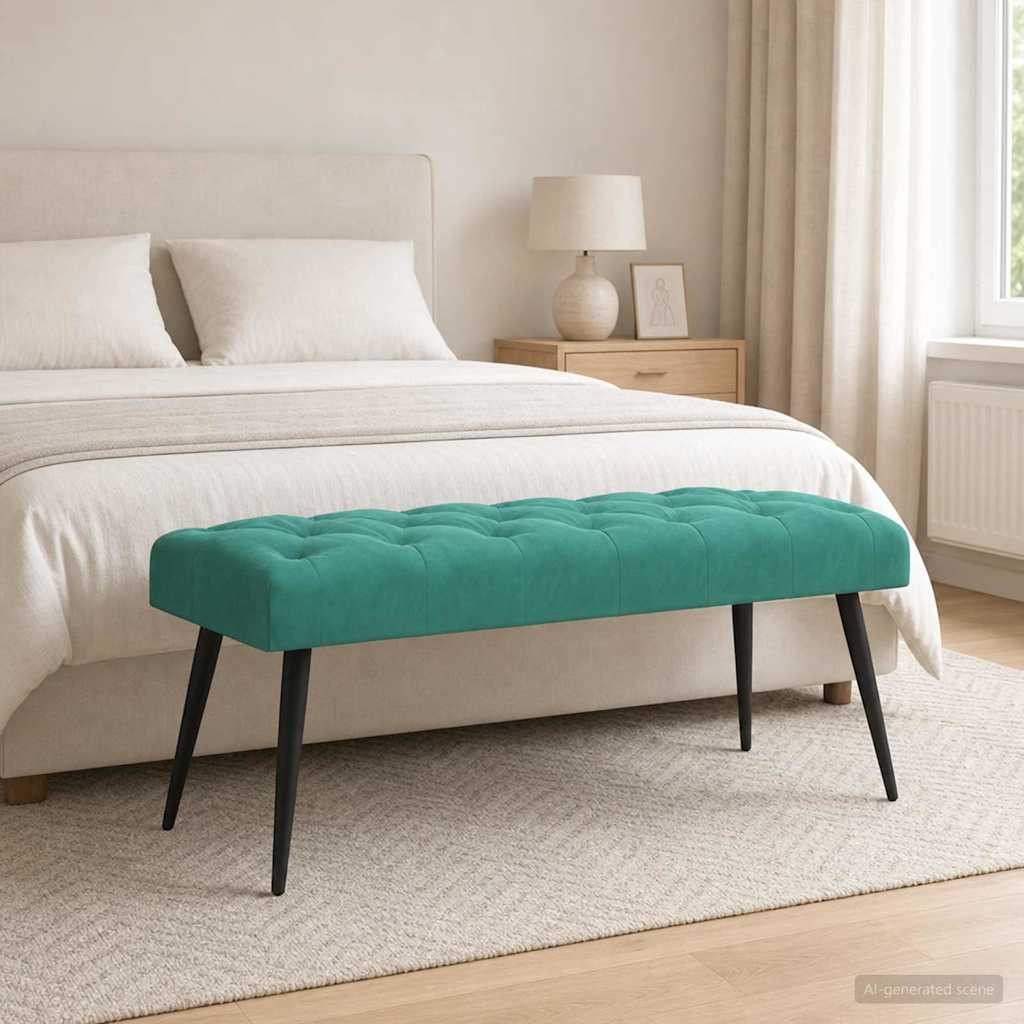 vidaXL Bank mit Knopfheftung Türkis 110 x 40 x 46 cm Samt