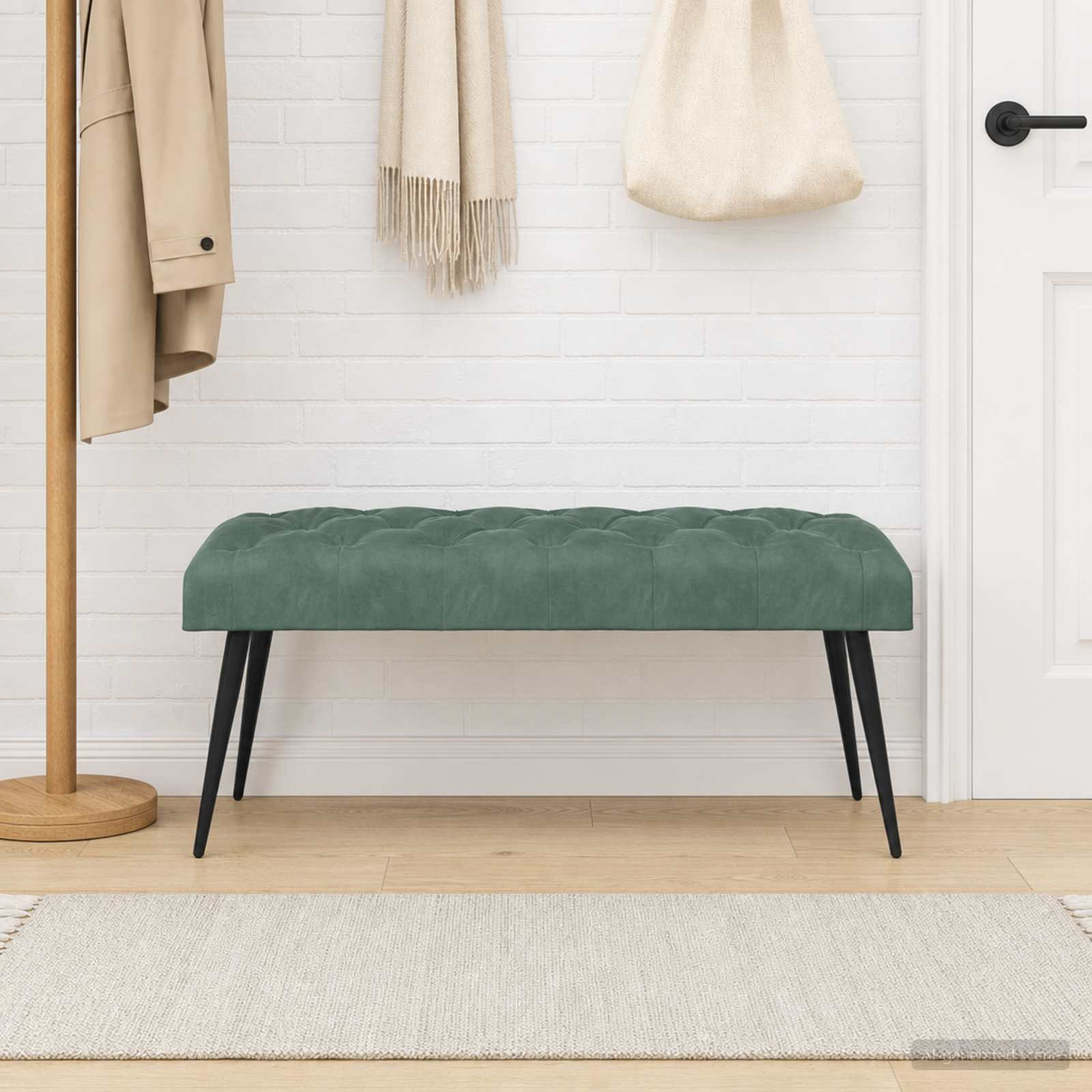 vidaXL Bank mit Knopfheftung Meergrün 110 x 40 x 46 cm Samt