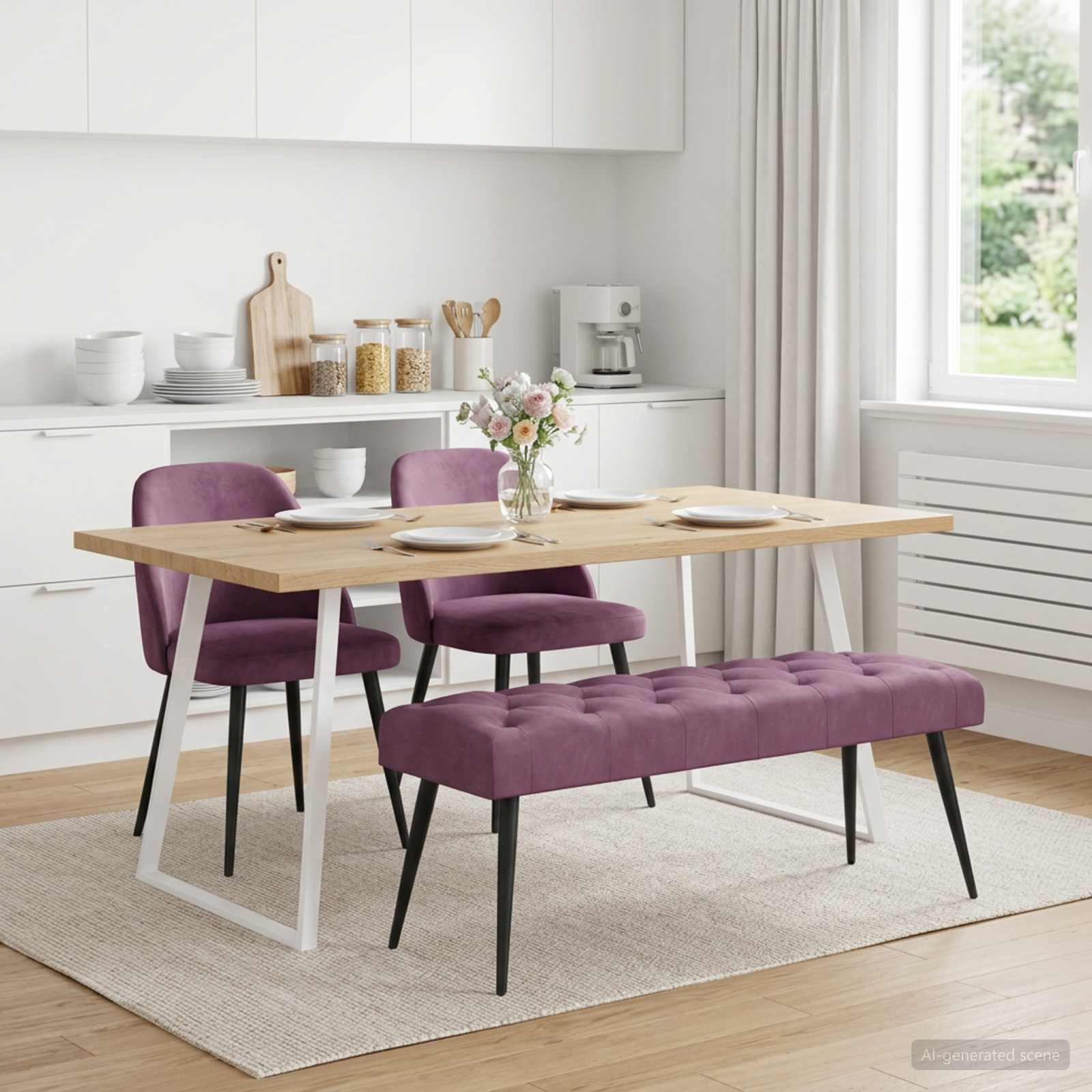 vidaXL Bank mit Knopfheftung Lila 110 x 40 x 46 cm Samt