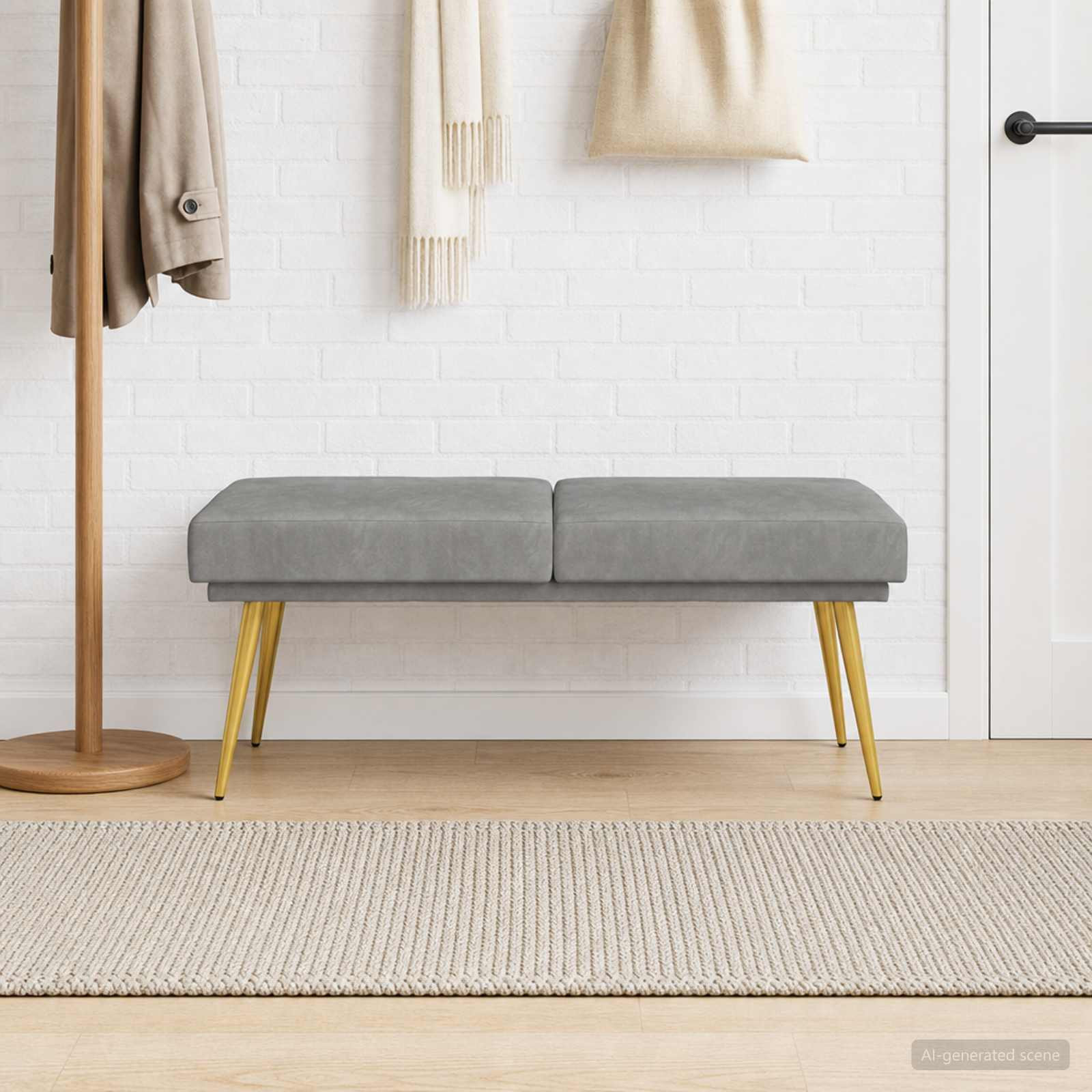 vidaXL Doppellagige Bank Hellgrau 120 x 45 x 46 cm Samt