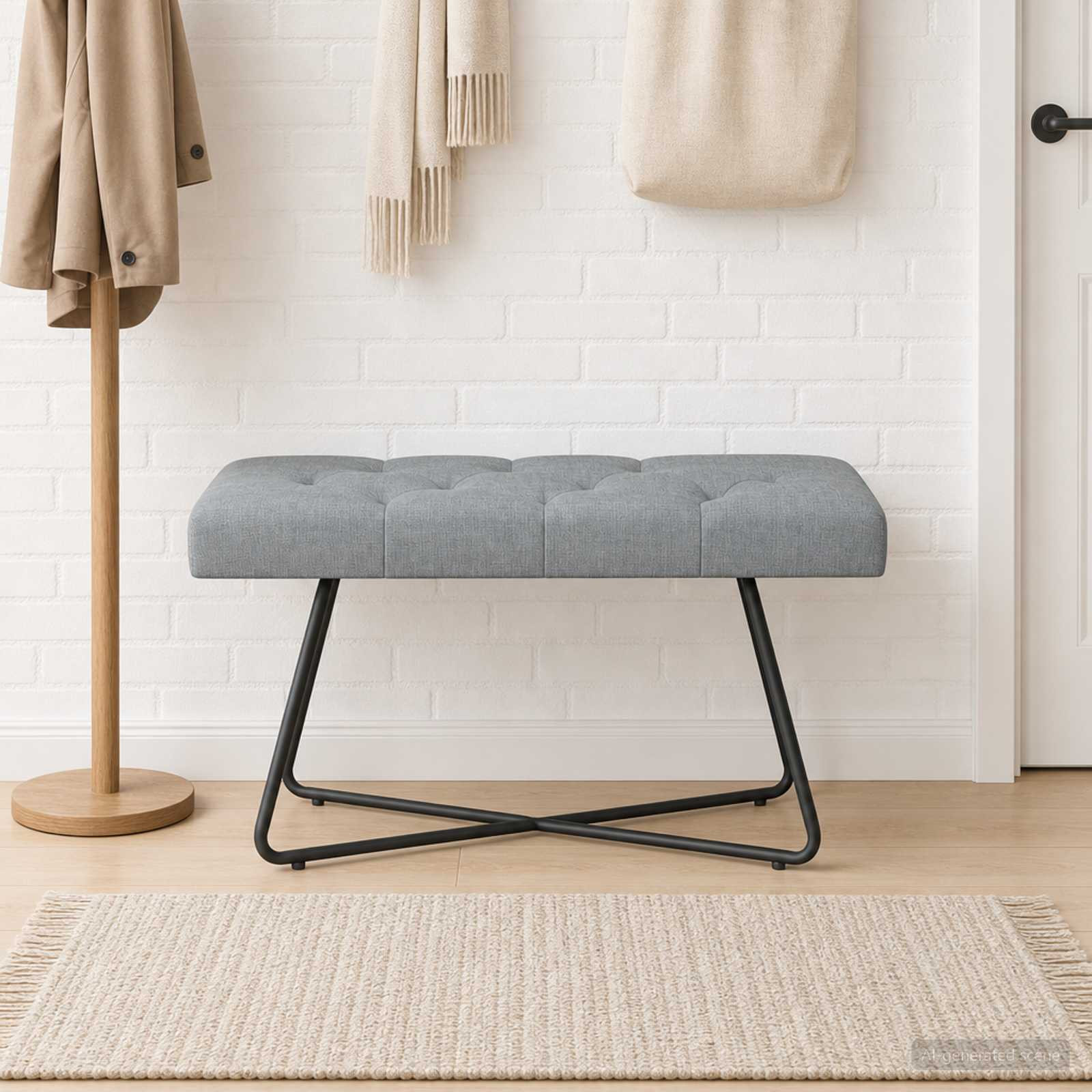 vidaXL Bank mit Knopfheftung Hellgrau 80 x 40 x 46 cm Stoff