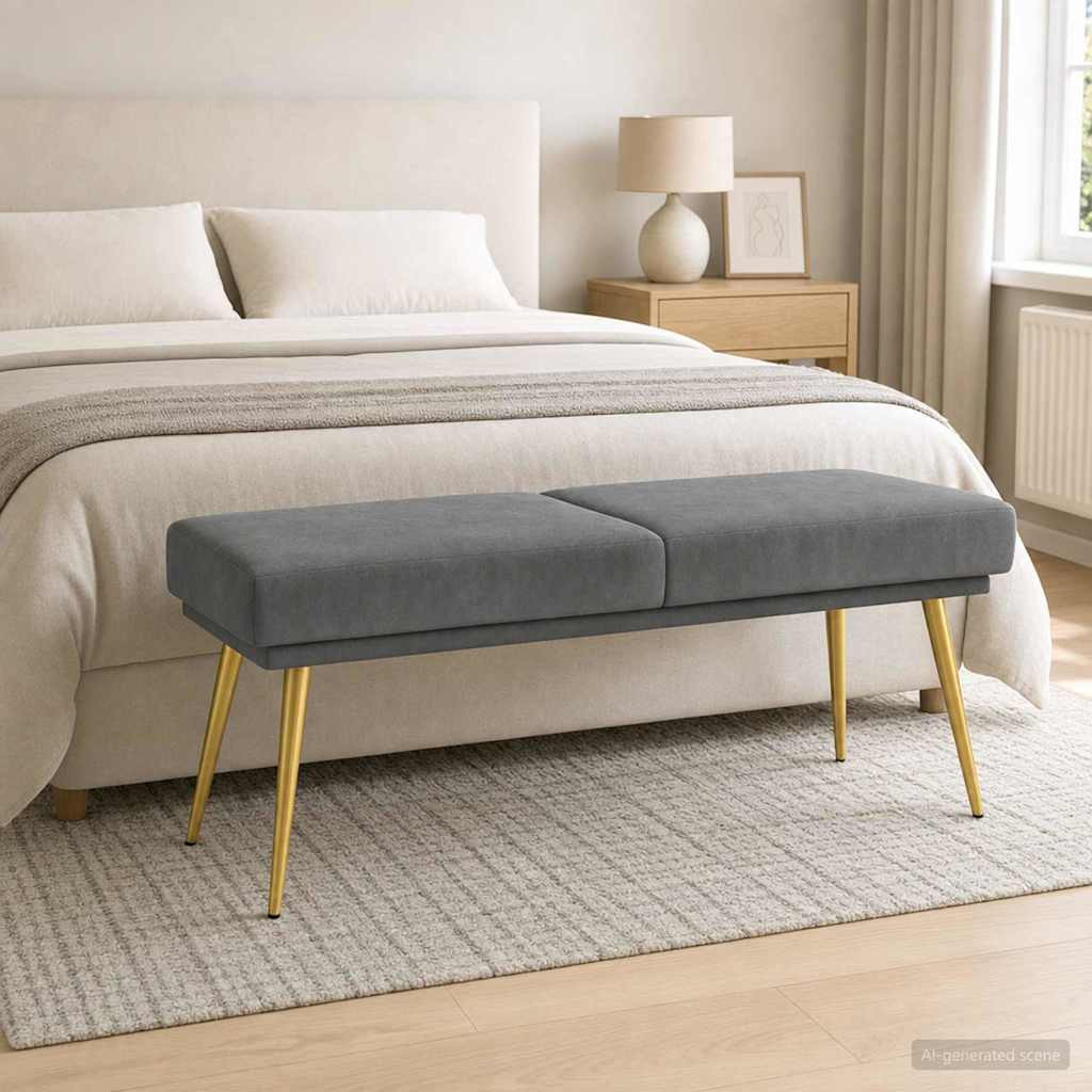 vidaXL Doppellagige Bank Dunkelgrau 120 x 45 x 46 cm Samt