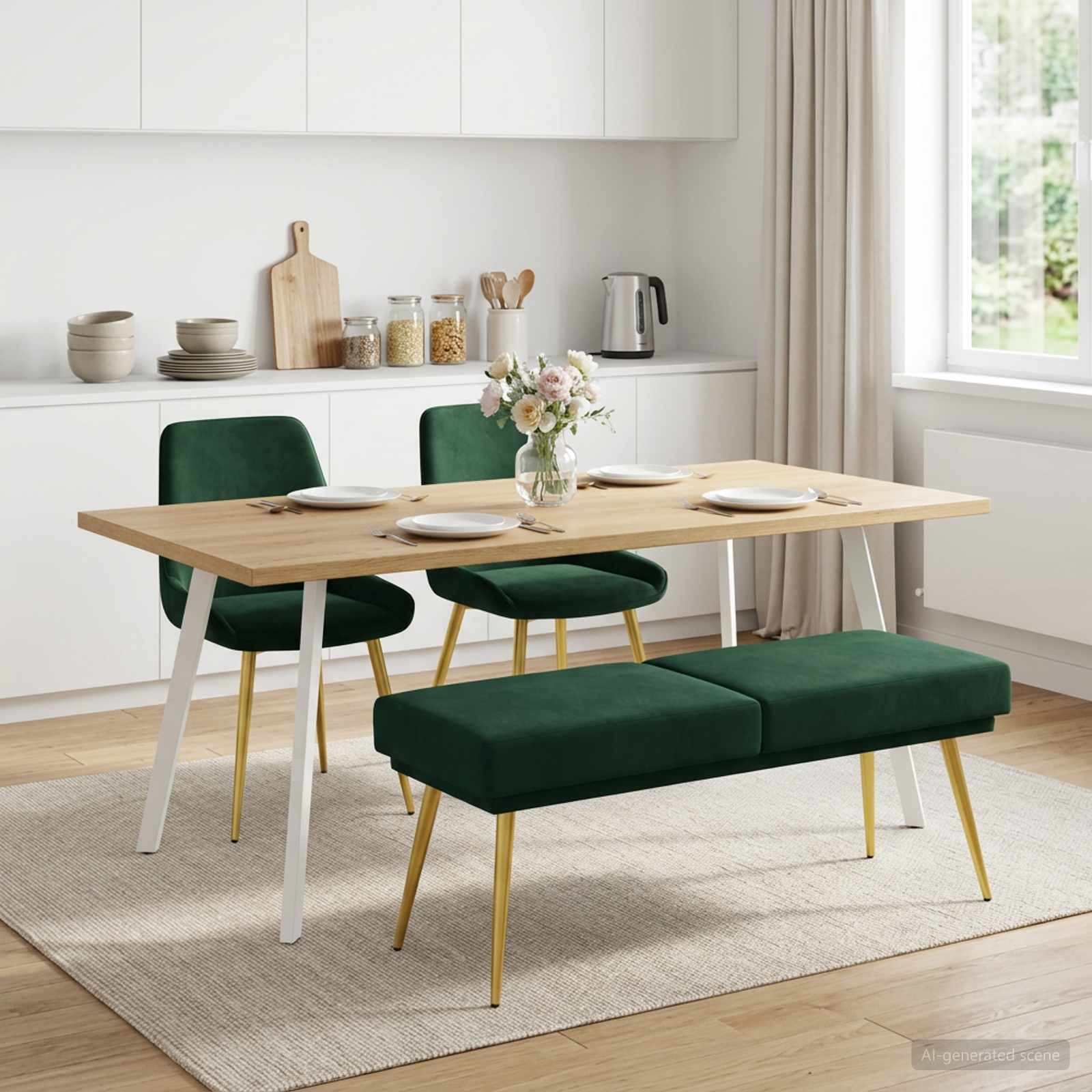 vidaXL Doppellagige Bank Dunkelgrün 120 x 45 x 46 cm Samt
