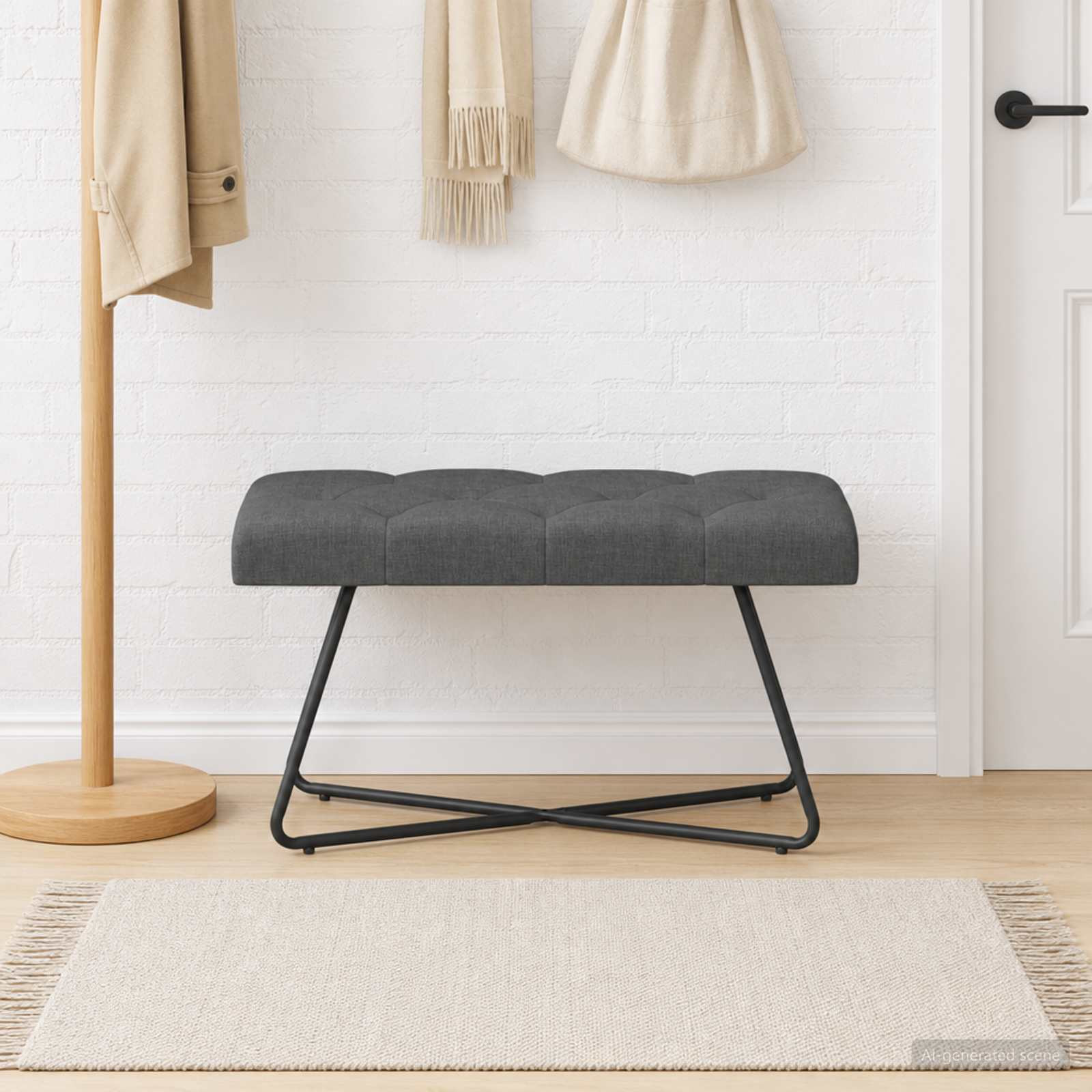 vidaXL Bank mit Knopfheftung Dunkelgrau 80 x 40 x 46 cm Stoff