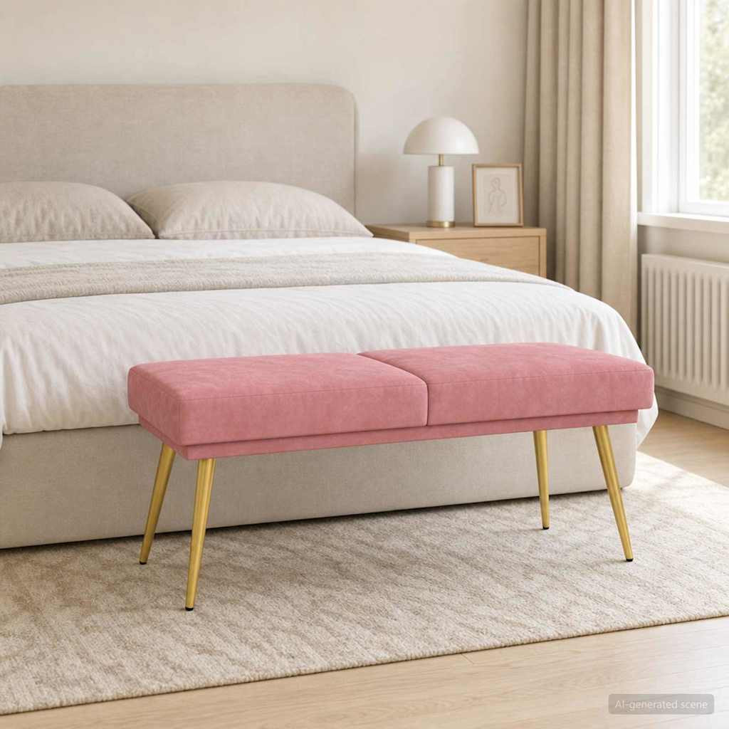 vidaXL Doppellagige Bank Rosa 120 x 45 x 46 cm Samt
