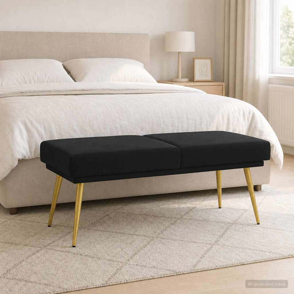 vidaXL Doppellagige Bank Schwarz 120 x 45 x 46 cm Samt