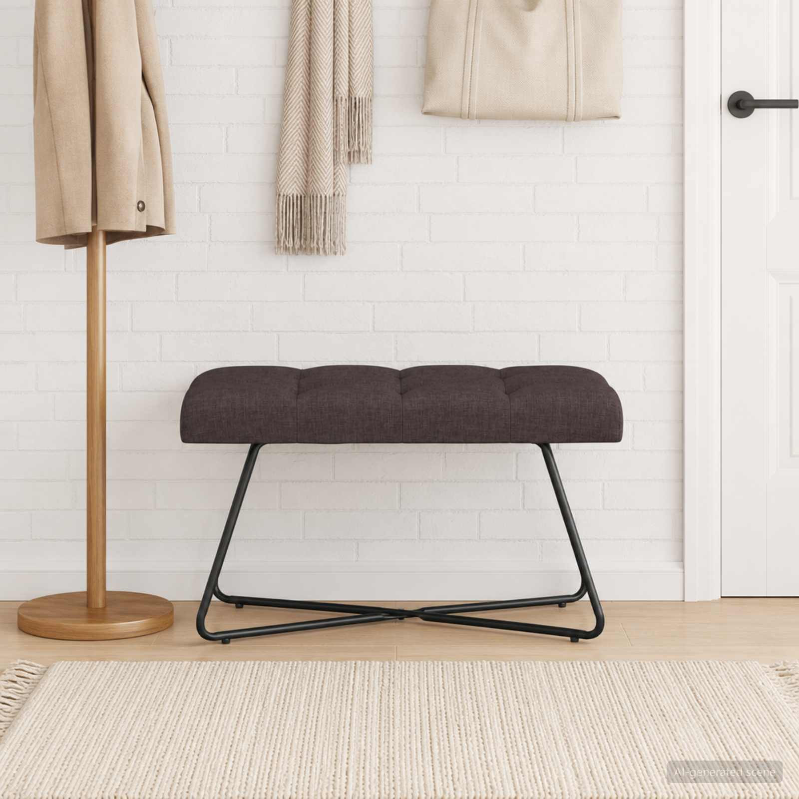 vidaXL Bank mit Knopfheftung Dunkelbraun 80 x 40 x 46 cm Stoff