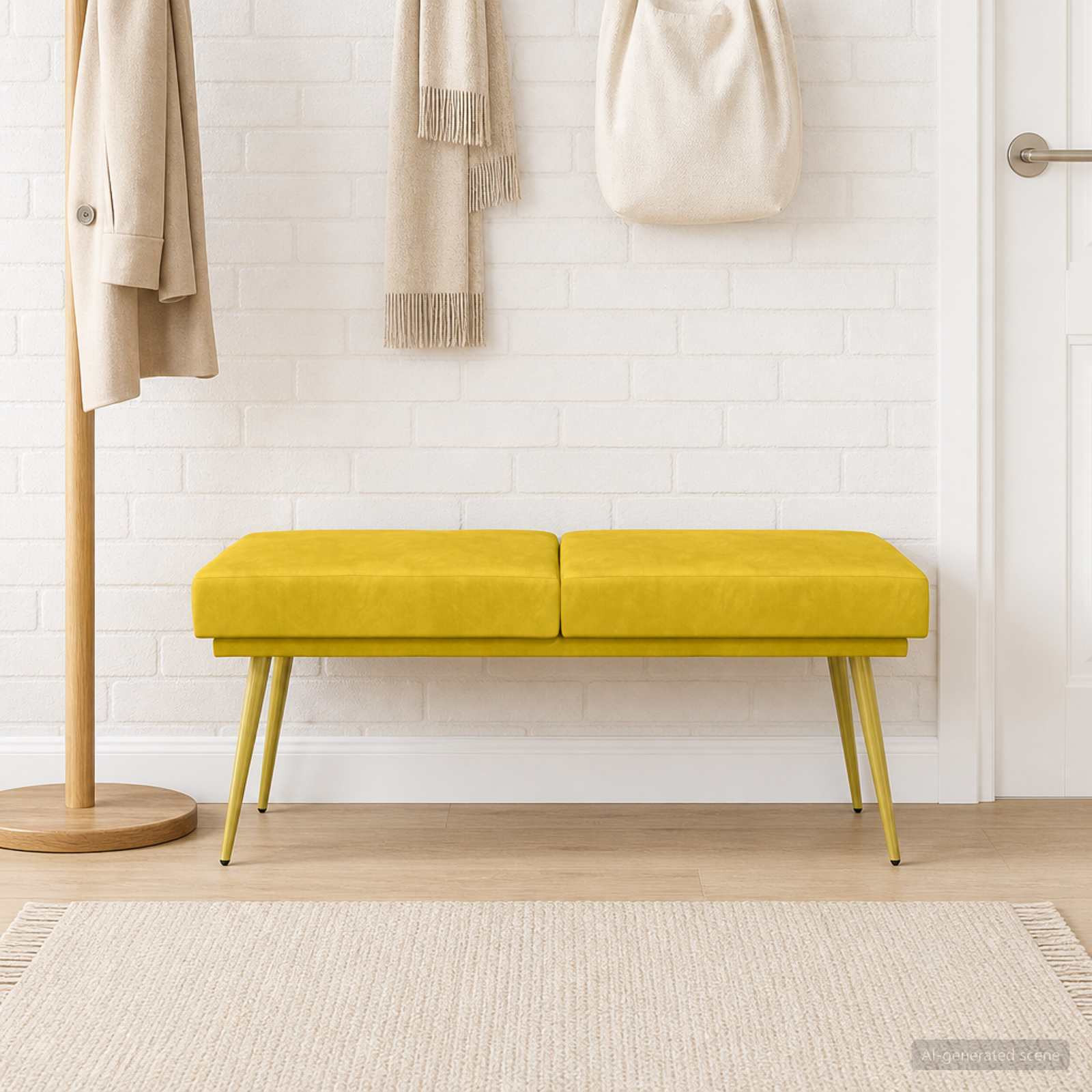 vidaXL Doppellagige Bank Gelb 120 x 45 x 46 cm Samt
