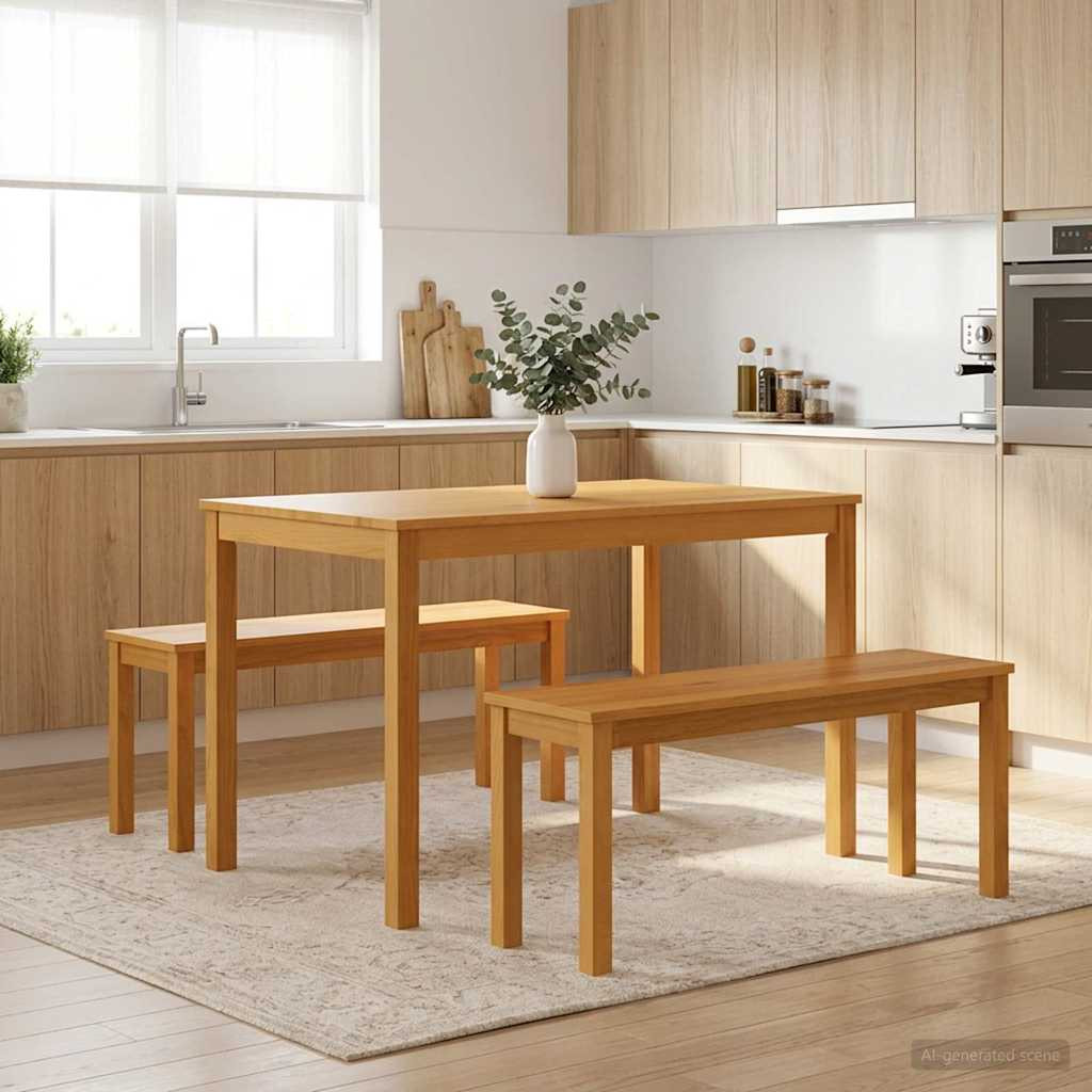 vidaXL Esstischbank 95 x 32 x 45 cm Massivholz Eiche Natur