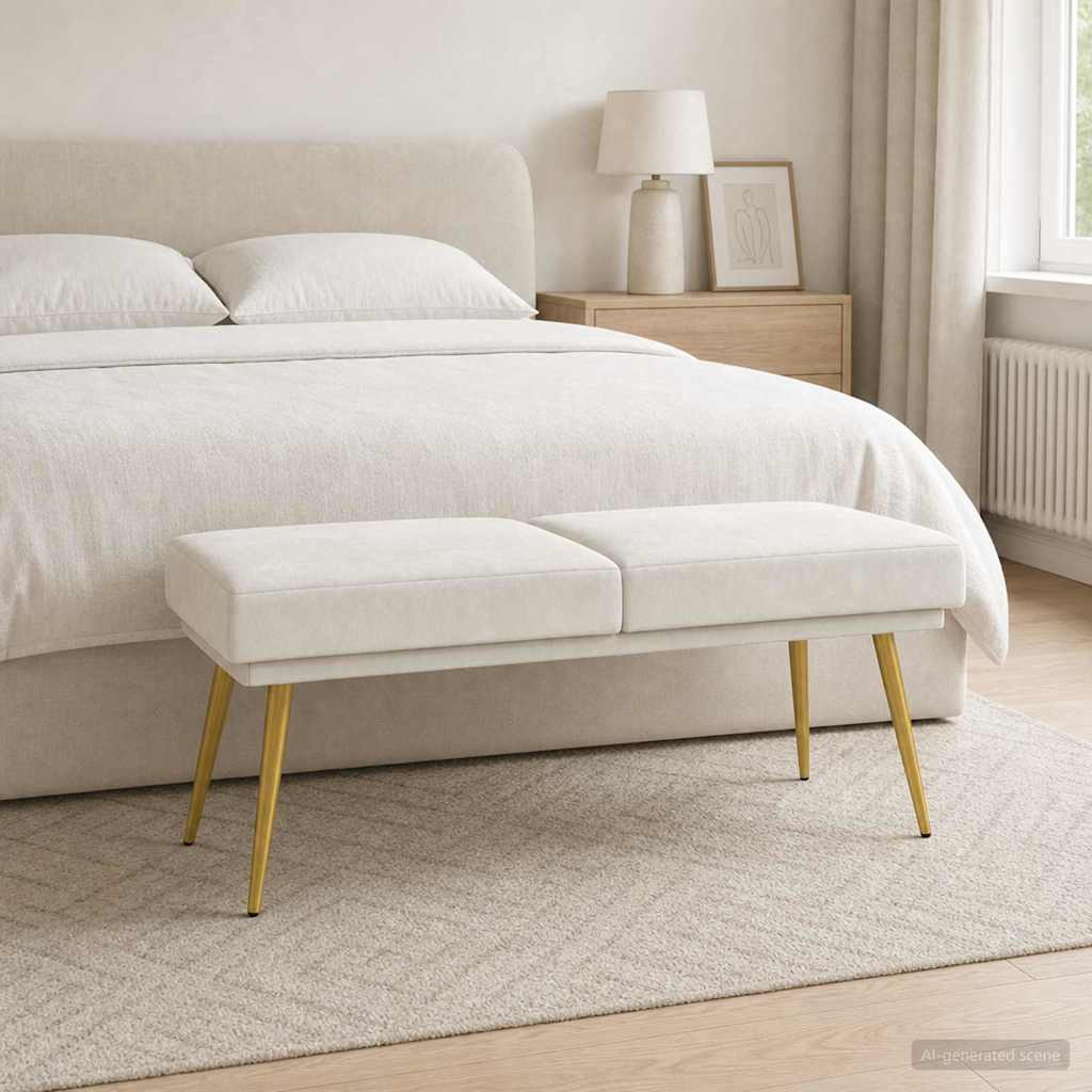 vidaXL Doppellagige Bank Creme 120 x 45 x 46 cm Samt