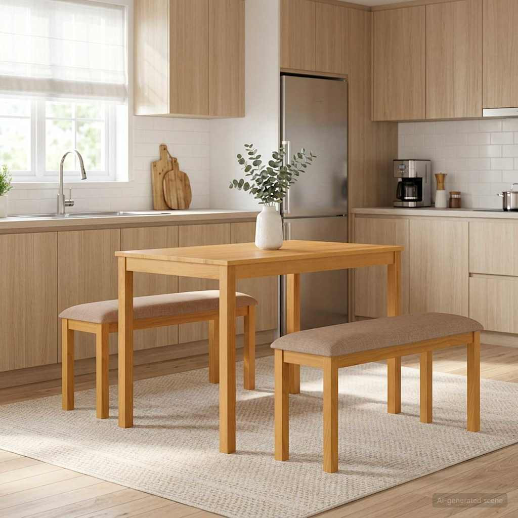 vidaXL Esstischbank 95 x 32 x 45 cm Massivholz Eiche Grau