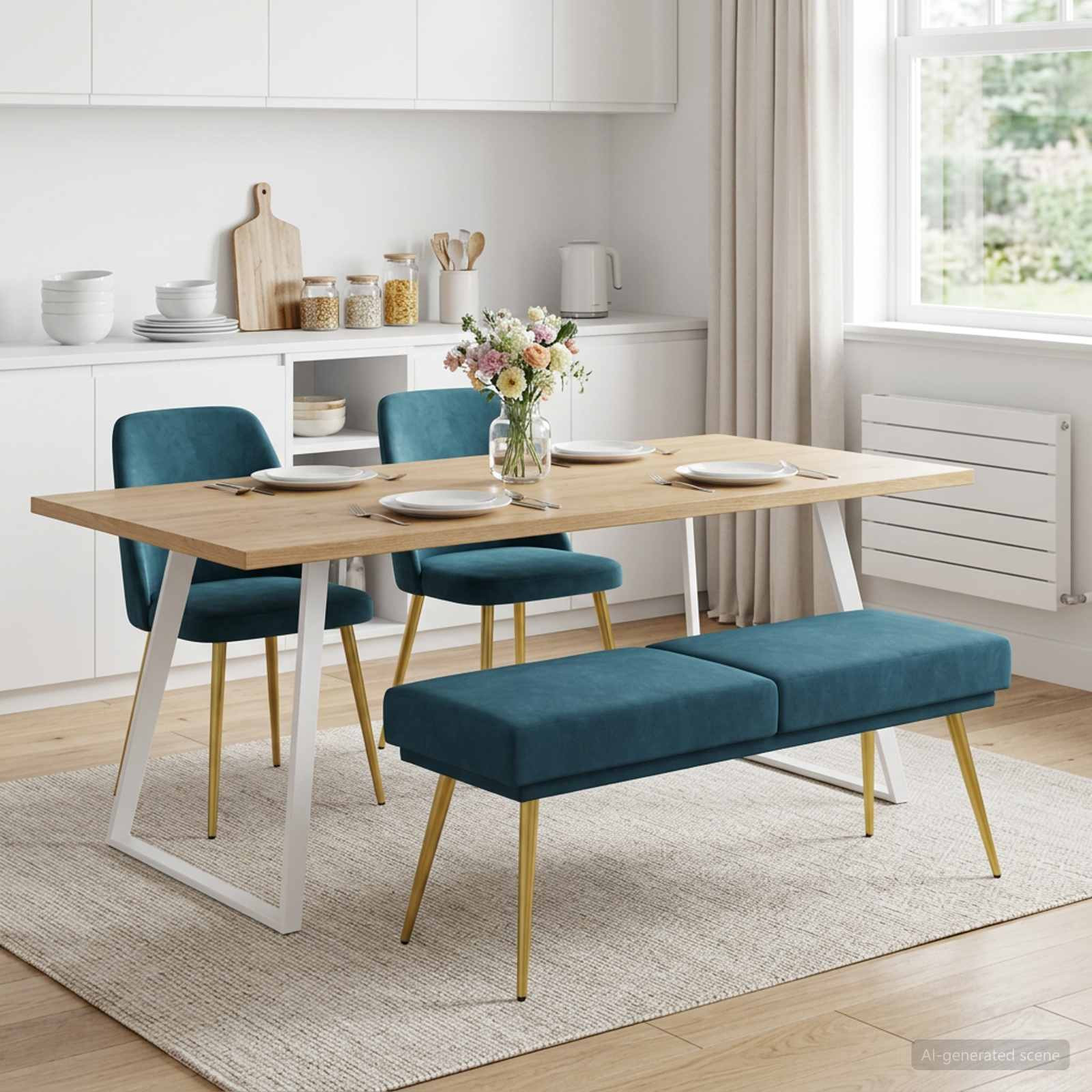 vidaXL Doppellagige Bank Blau 120 x 45 x 46 cm Samt