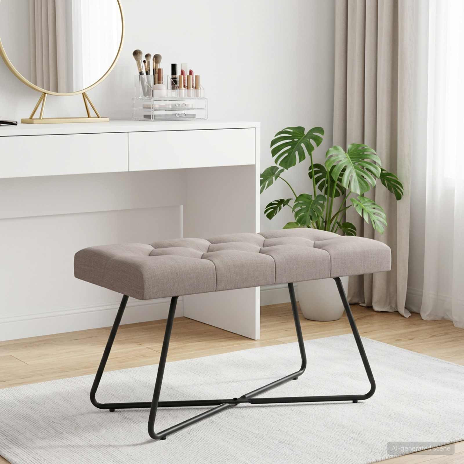 vidaXL Bank mit Knopfheftung Taupe 80 x 40 x 46 cm Stoff