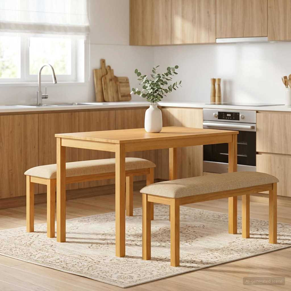 vidaXL Esstischbank 95 x 32 x 45 cm Massivholz Eiche Beige