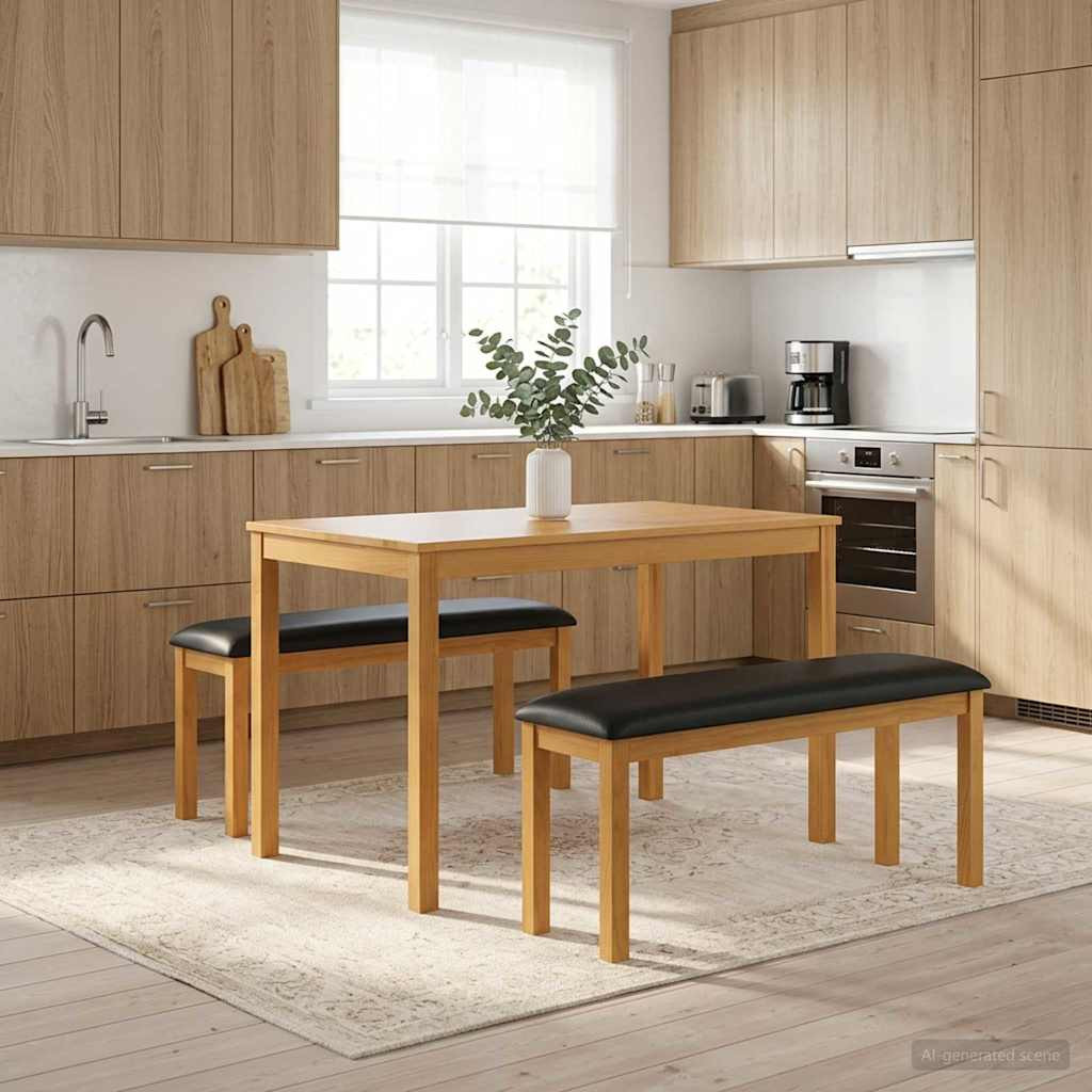 vidaXL Esstischbank 95 x 32 x 45 cm Massivholz Eiche Schwarz