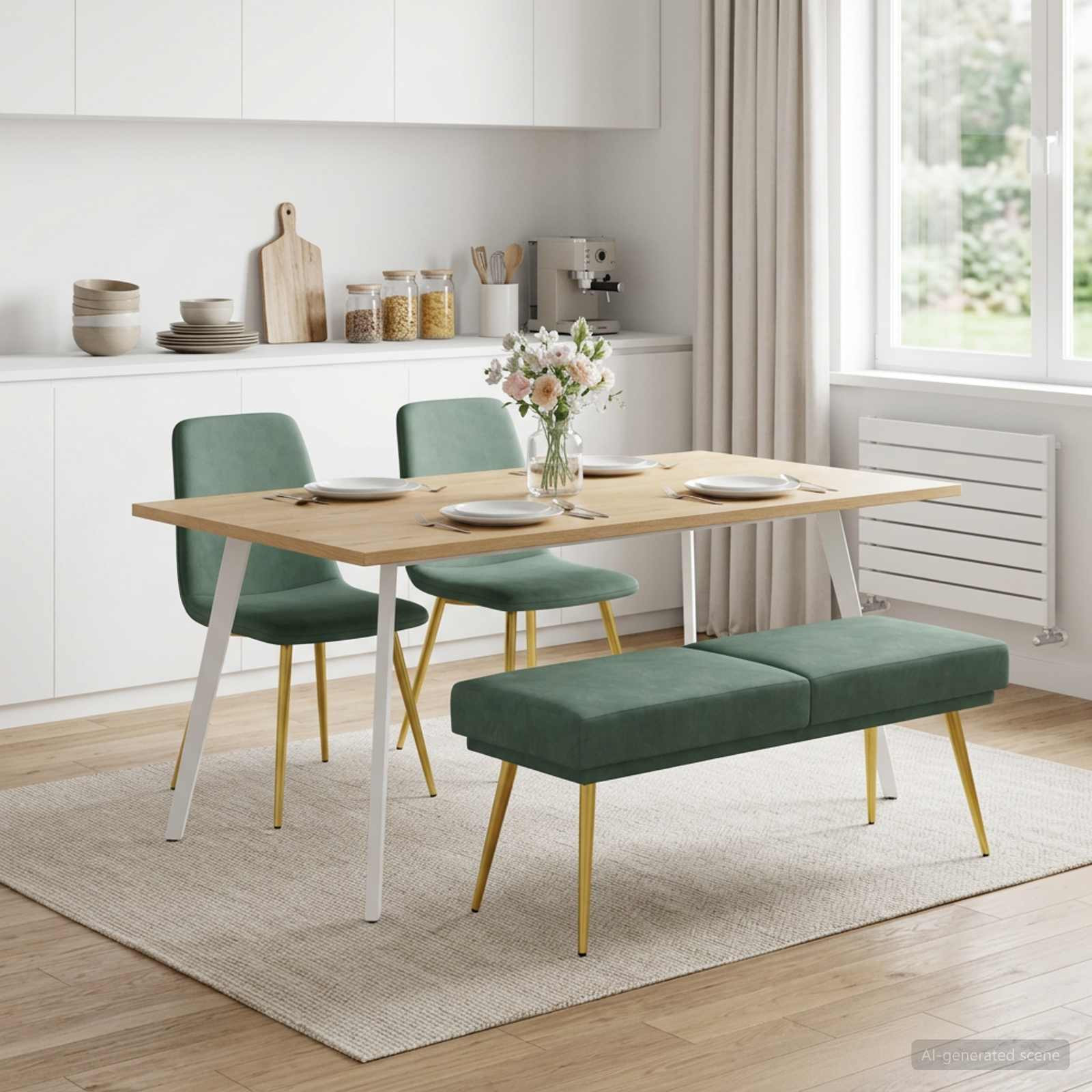 vidaXL Doppellagige Bank Meergrün 120 x 45 x 46 cm Samt