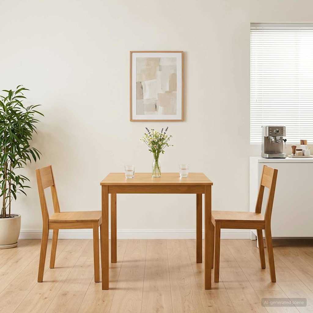 vidaXL Esstisch 75 x 75 x 75,5 cm Massivholz Eiche Natur Quadratisch