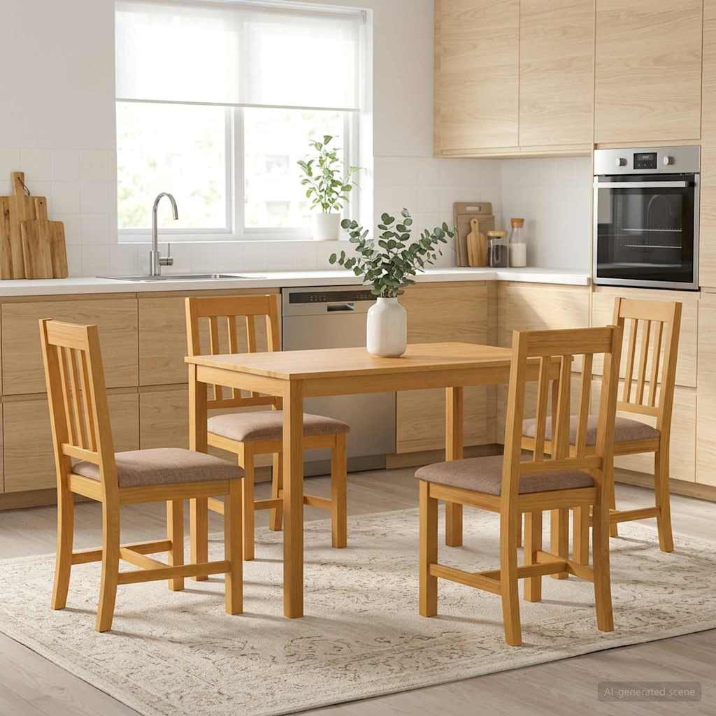 vidaXL Esstisch 110 x 75 x 75 cm Massivholz Eiche Natur Rechtwinklig