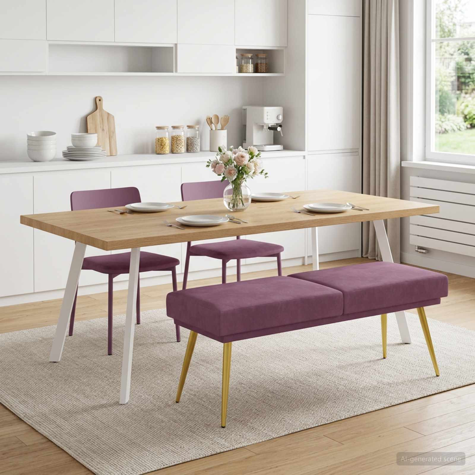 vidaXL Doppellagige Bank Lila 120 x 45 x 46 cm Samt