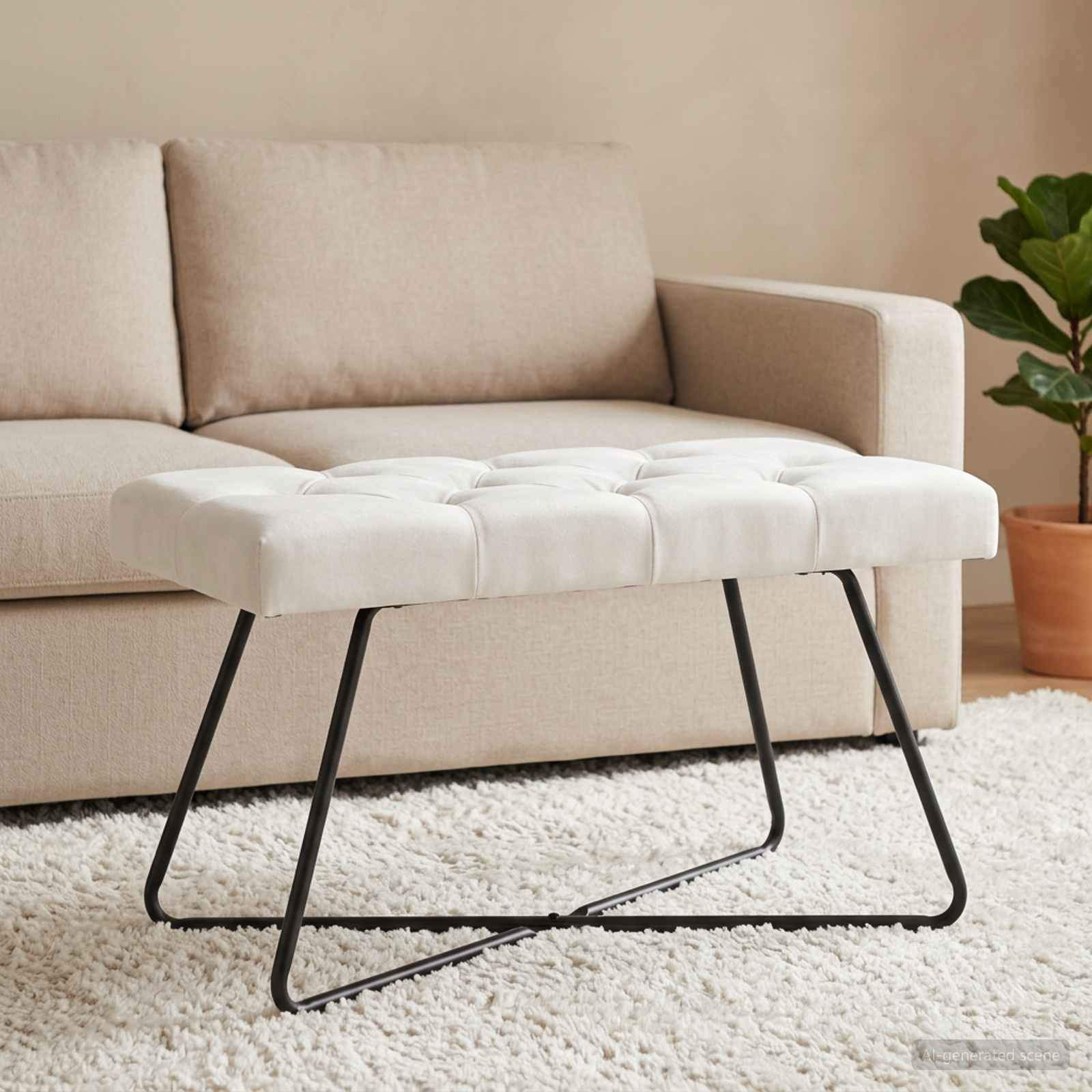 vidaXL Bank mit Knopfheftung Weiß 80 x 40 x 46 cm Stoff