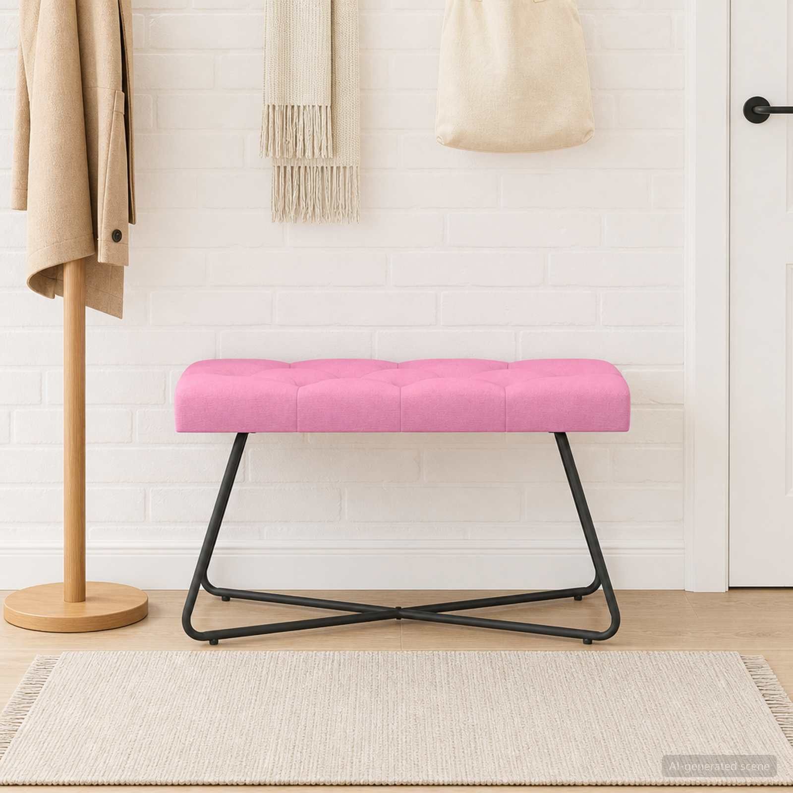 vidaXL Bank mit Knopfheftung Rosa 80 x 40 x 46 cm Stoff