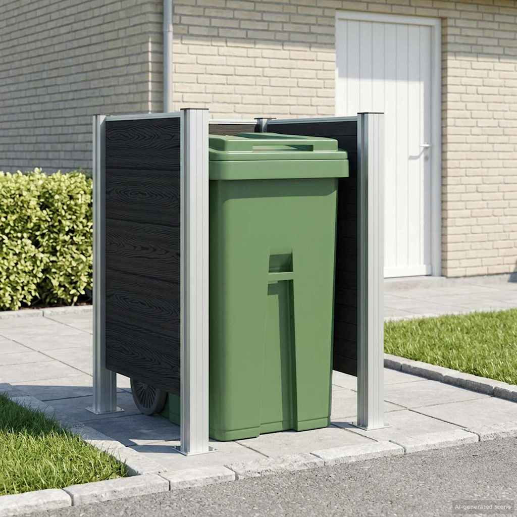 vidaXL Mülltonnenzaun Grau 85 x 85 x 115 cm Aluminium und WPC