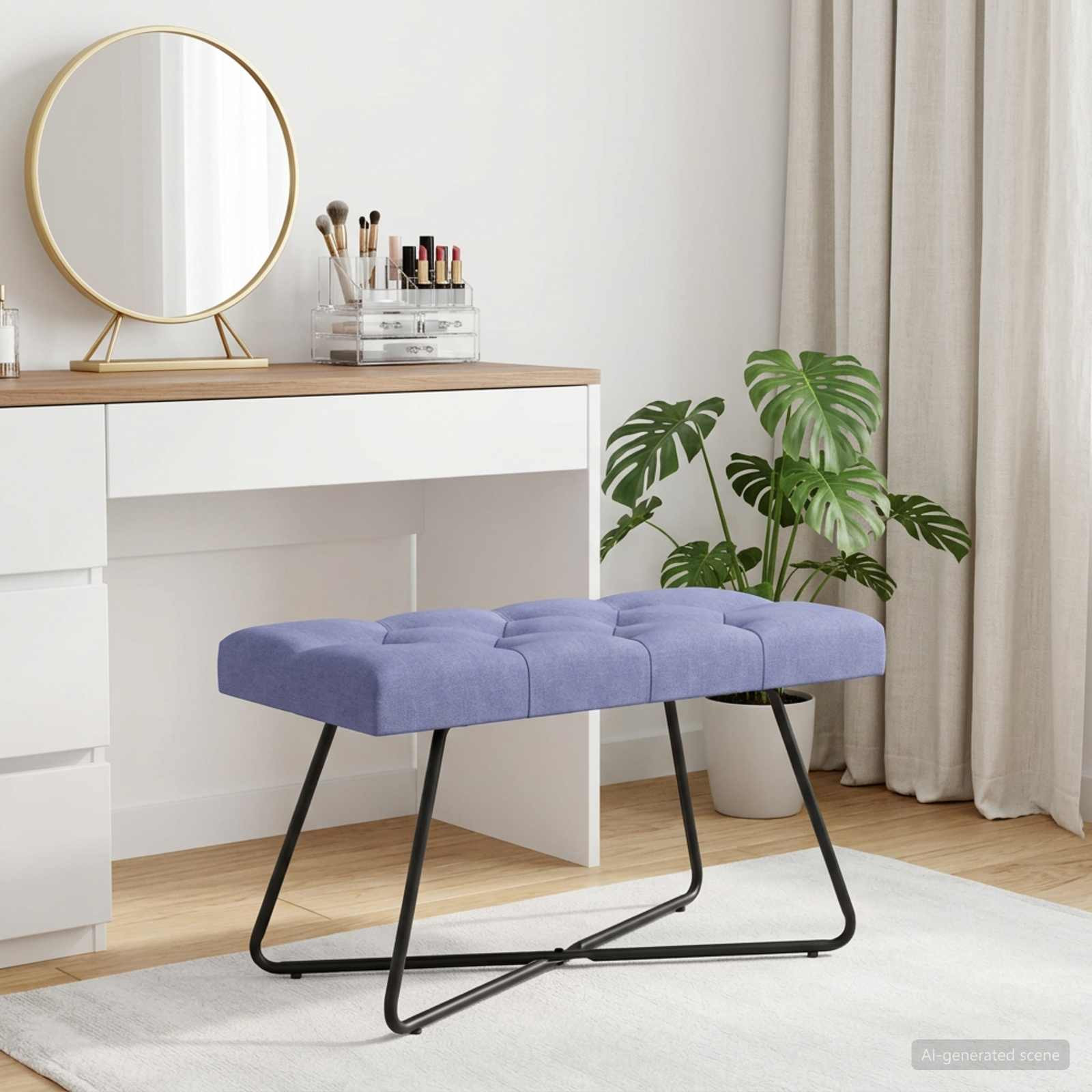vidaXL Bank mit Knopfheftung Jeans blau 80 x 40 x 46 cm Stoff