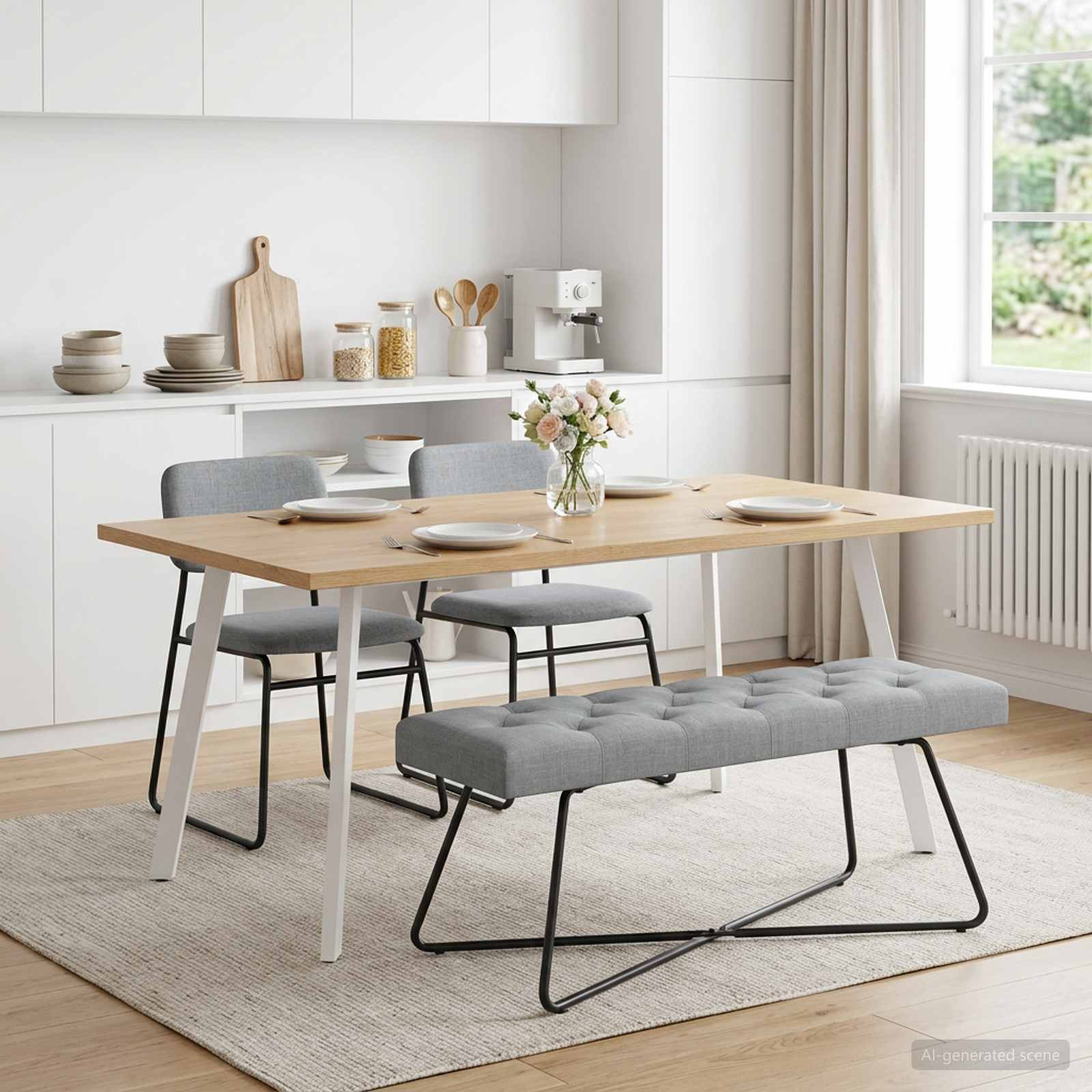 vidaXL Bank mit Knopfheftung Hellgrau 110 x 40 x 46 cm Stoff