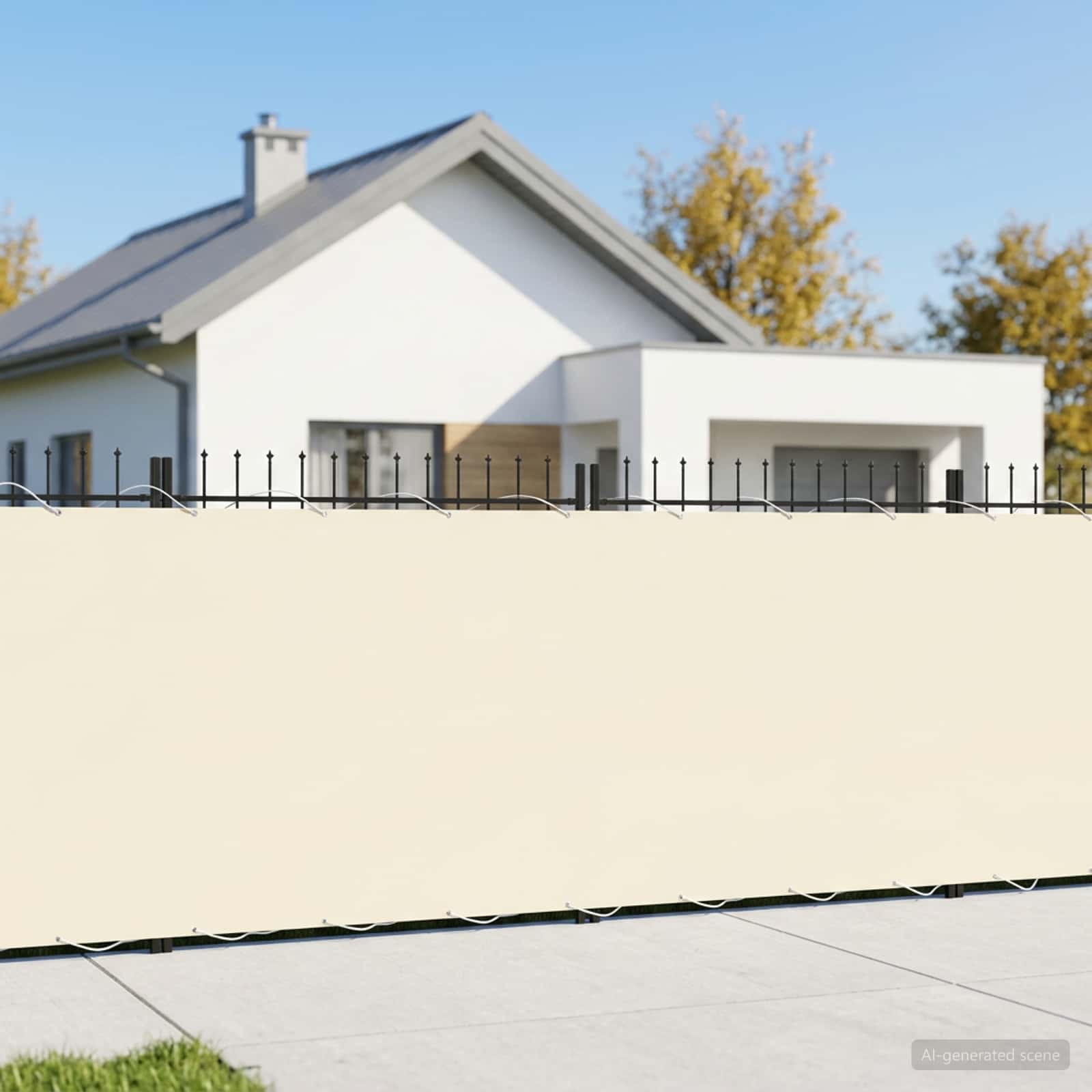 vidaXL Balkon Sichtschutz 180 x 400 cm Stoff mit PU-Beschichtung Creme