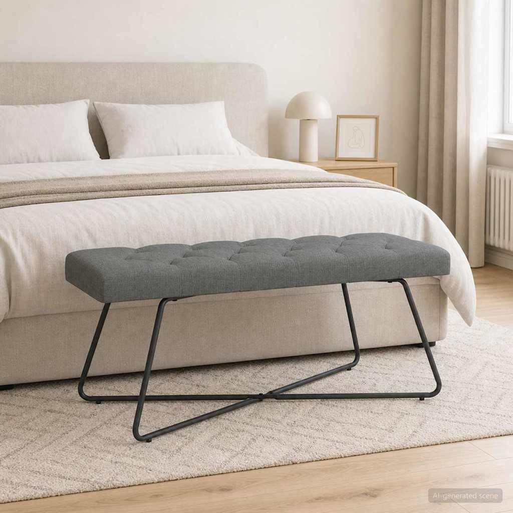 vidaXL Bank mit Knopfheftung Dunkelgrau 110 x 40 x 46 cm Stoff