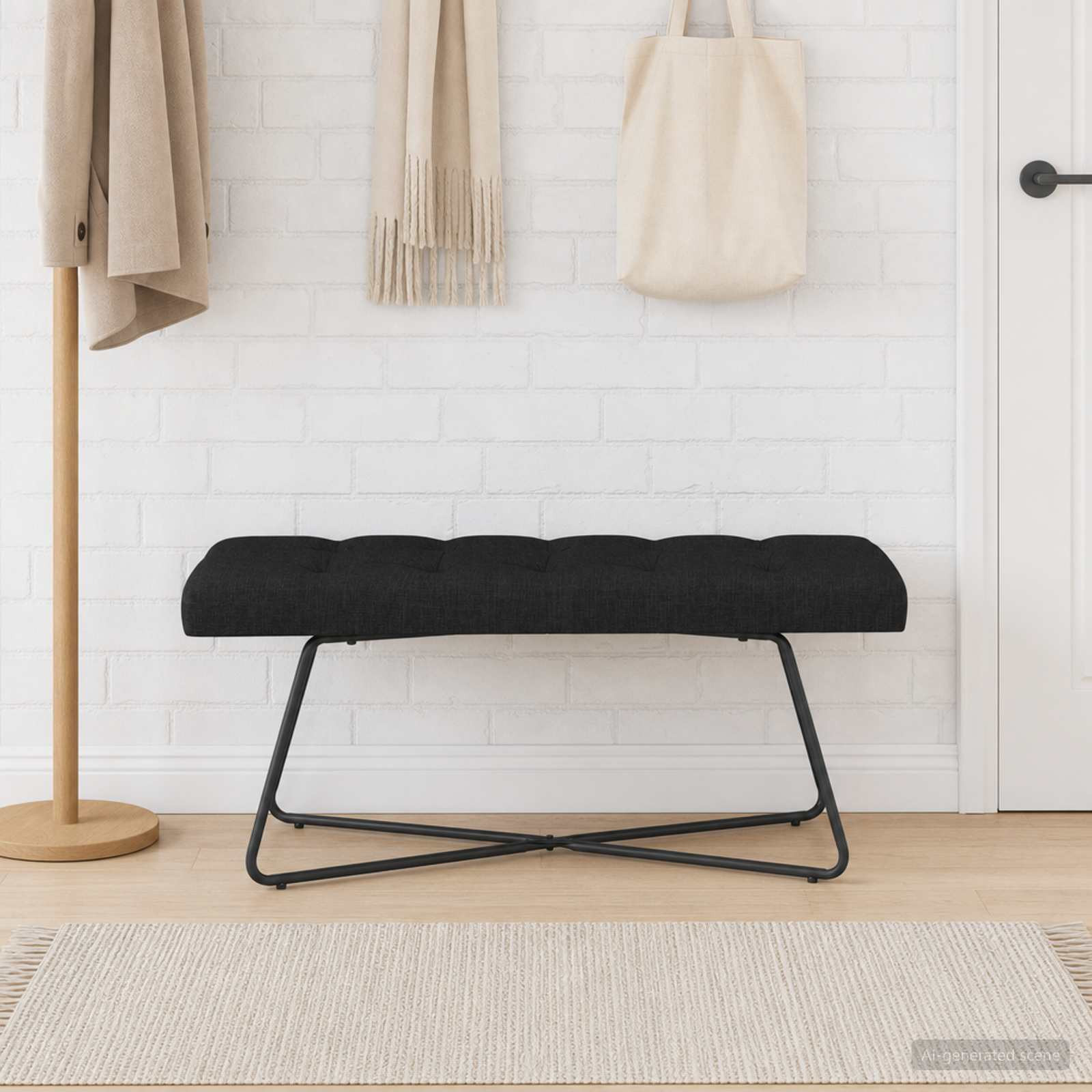 vidaXL Bank mit Knopfheftung Schwarz 110 x 40 x 46 cm Stoff