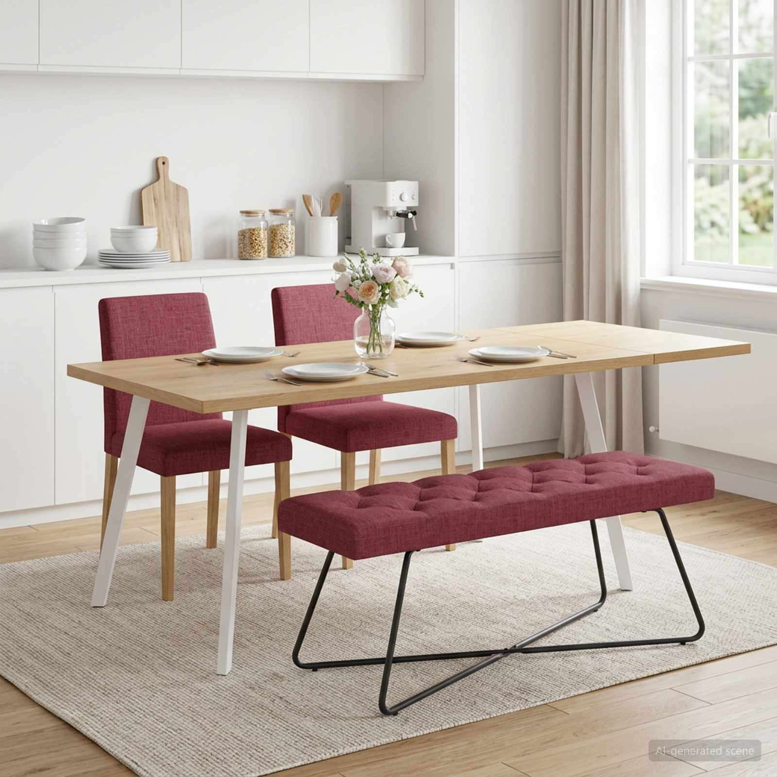 vidaXL Bank mit Knopfheftung Weinrot 110 x 40 x 46 cm Stoff