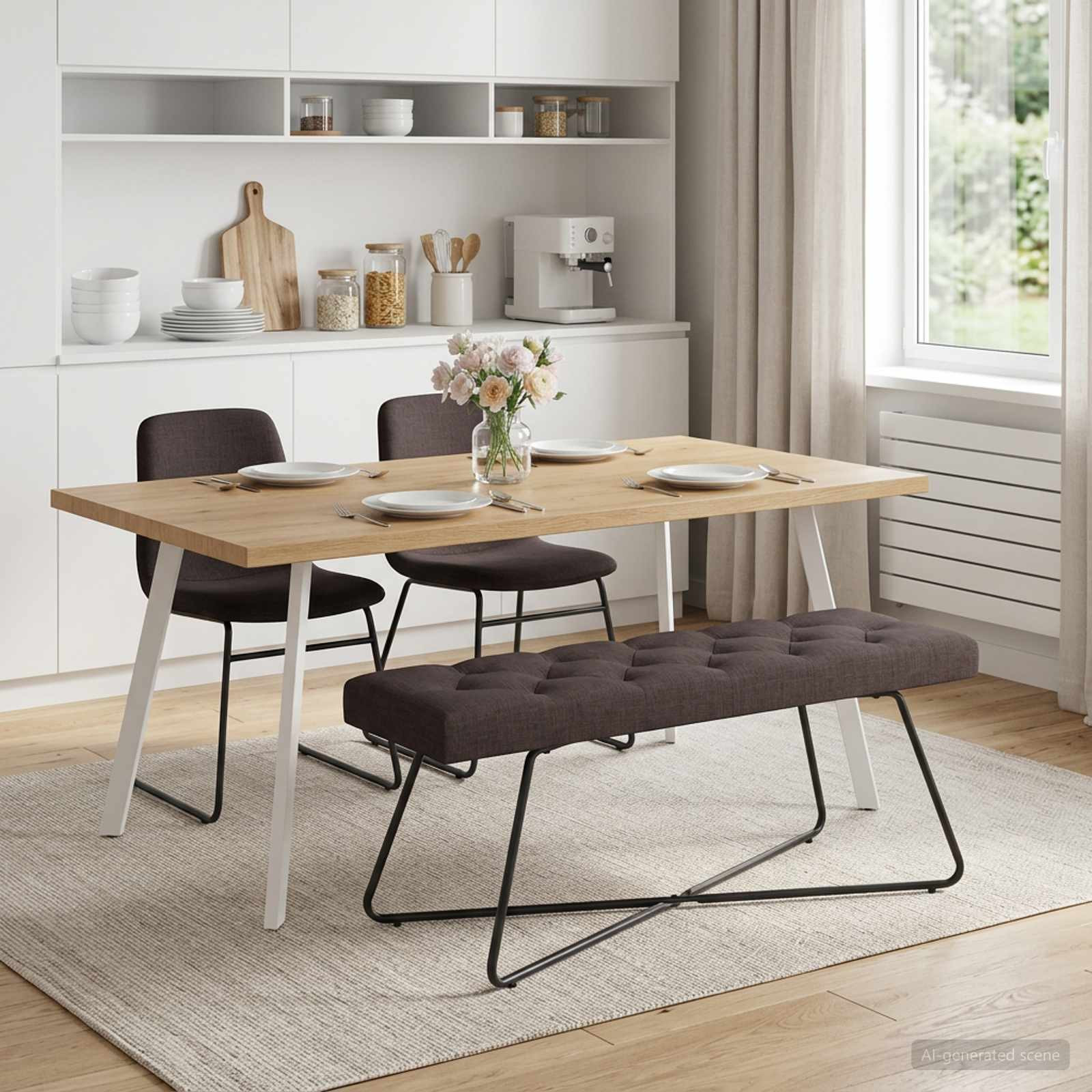 vidaXL Bank mit Knopfheftung Dunkelbraun 110 x 40 x 46 cm Stoff