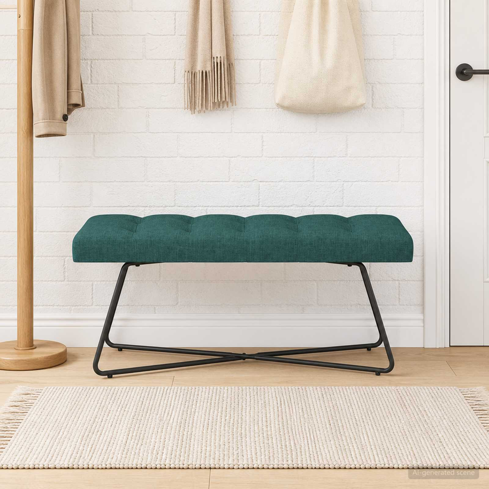 vidaXL Bank mit Knopfheftung Dunkelgrün 110 x 40 x 46 cm Stoff