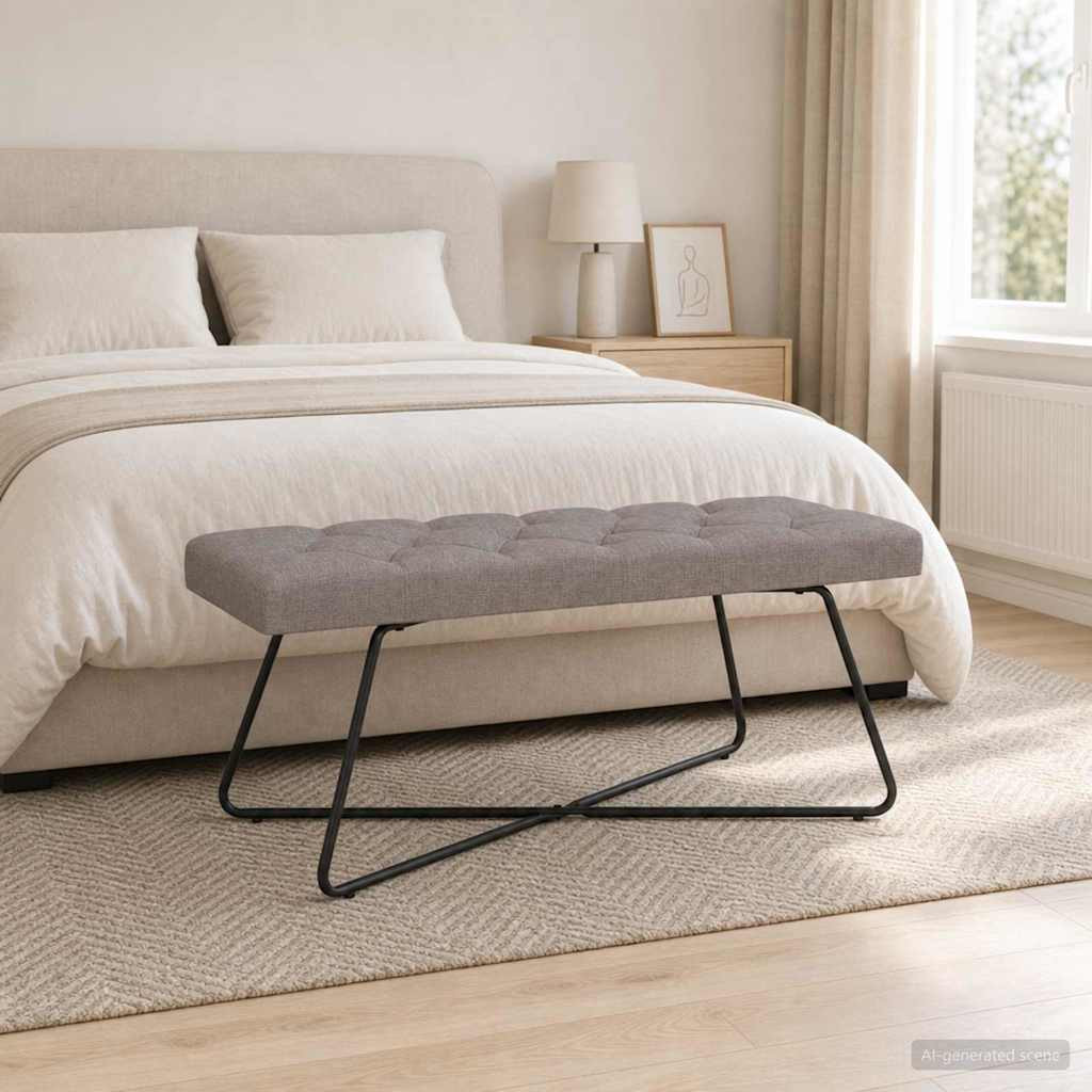 vidaXL Bank mit Knopfheftung Taupe 110 x 40 x 46 cm Stoff